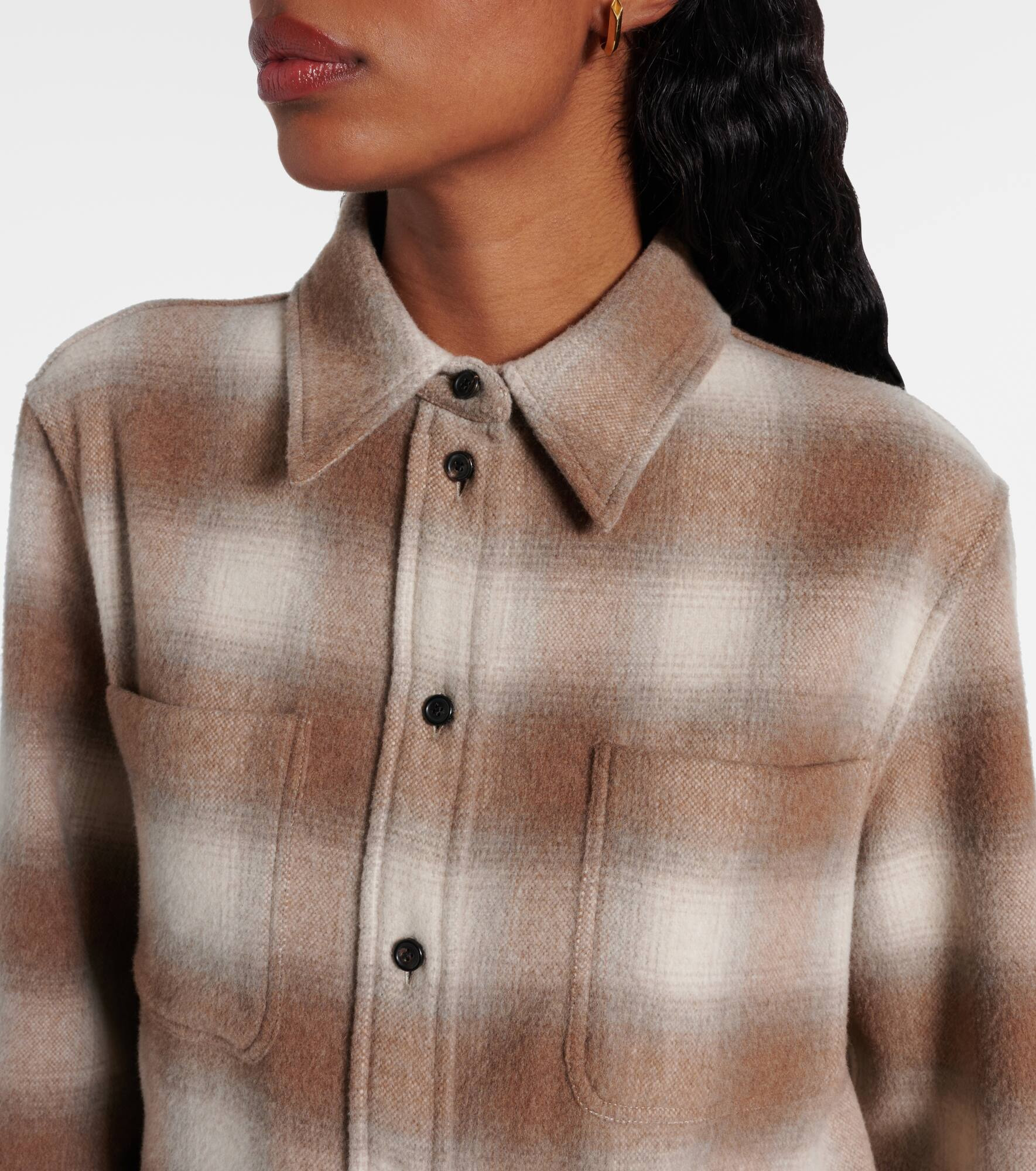 Checked wool and cashmere shirt - 4