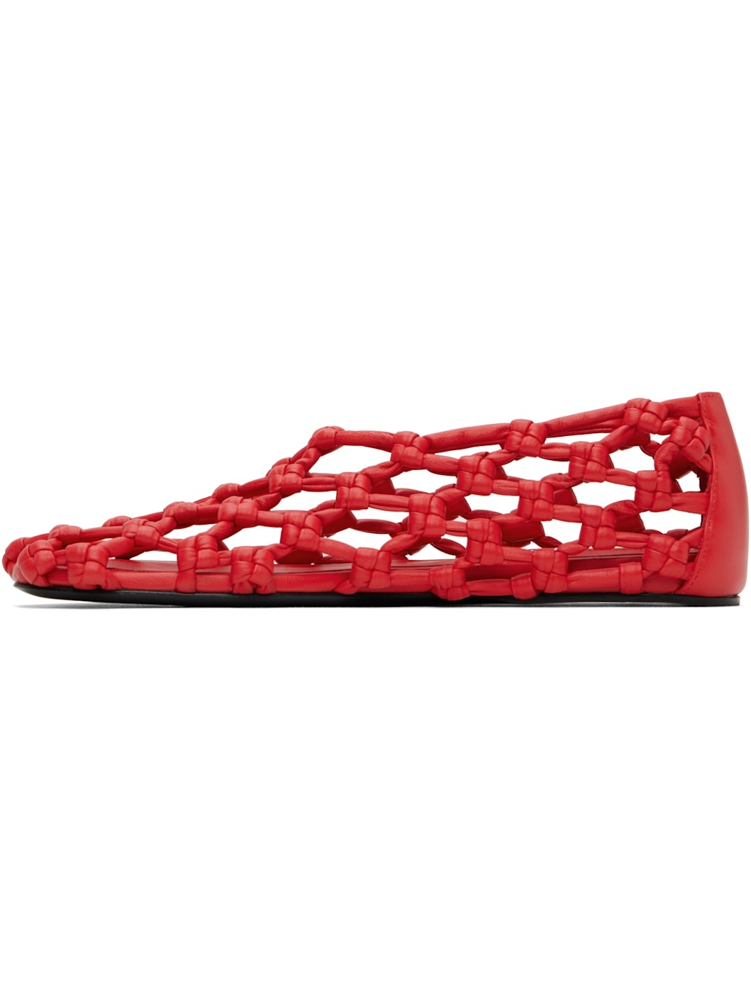 Red Hand-Knotted Ballerina Flats - 3