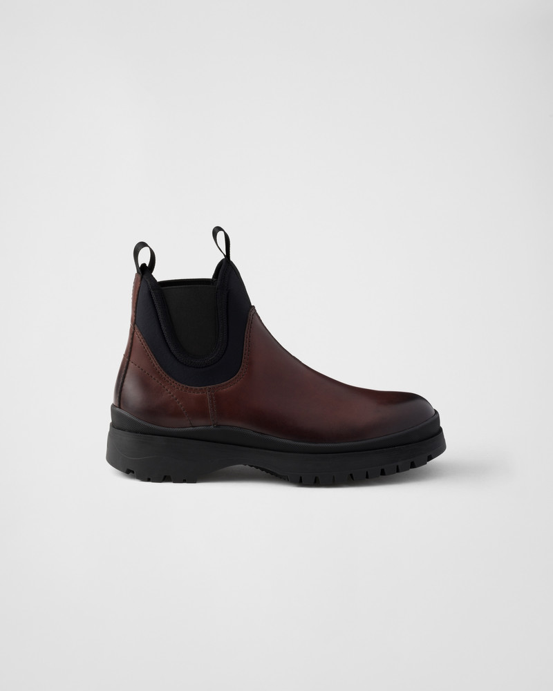 Prada Leather and stretch fabric Chelsea boots outlook