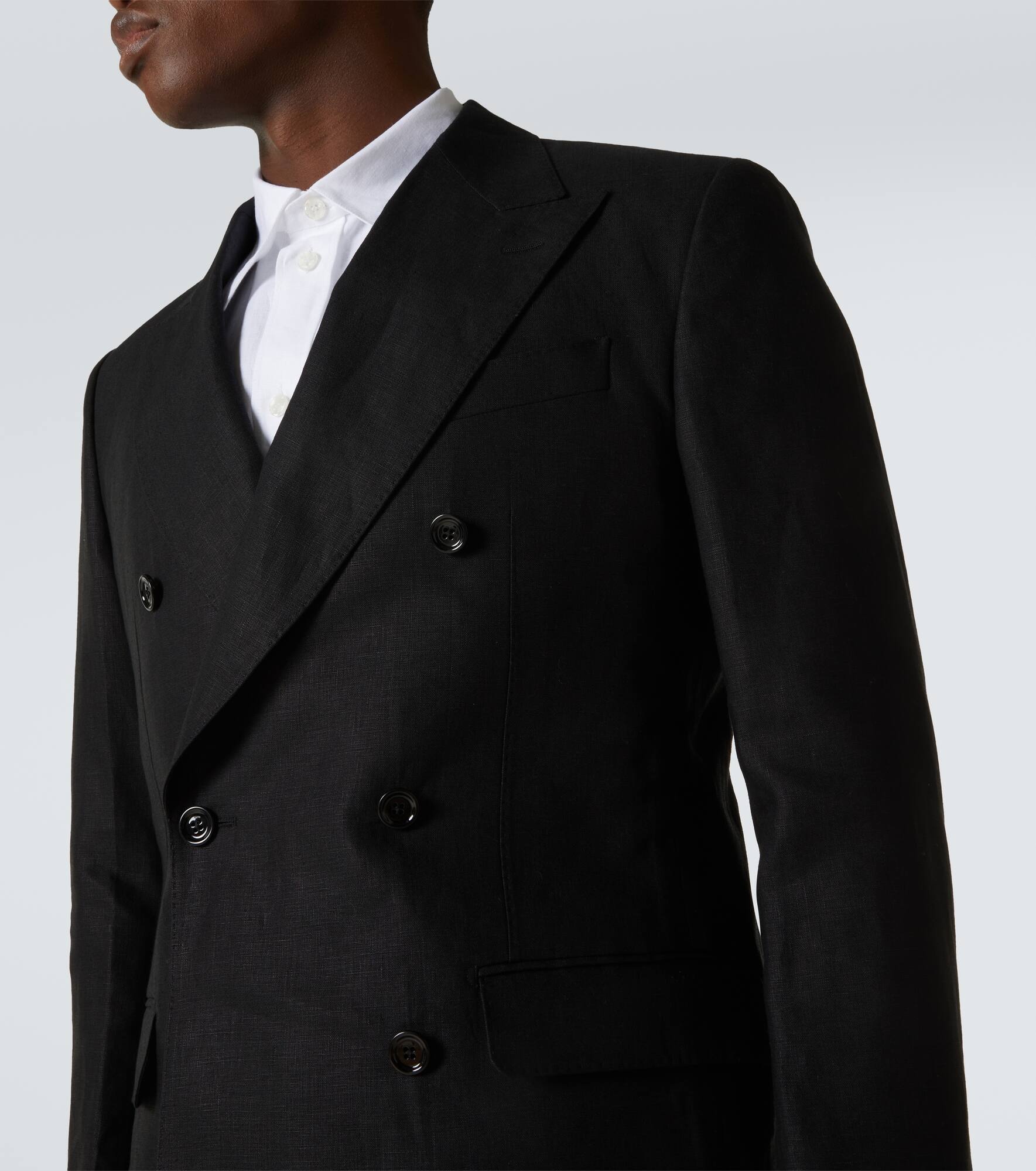 Double-breasted linen suit jacket - 5