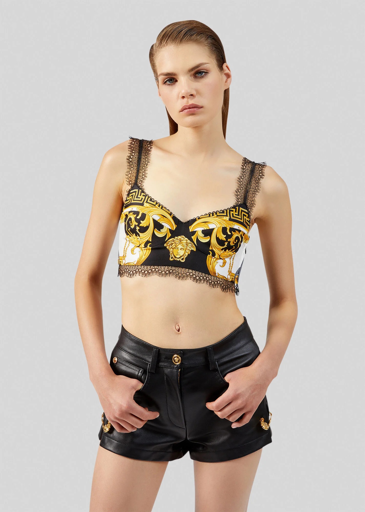 Barocco Rodeo Print Silk Bralette Top - 2