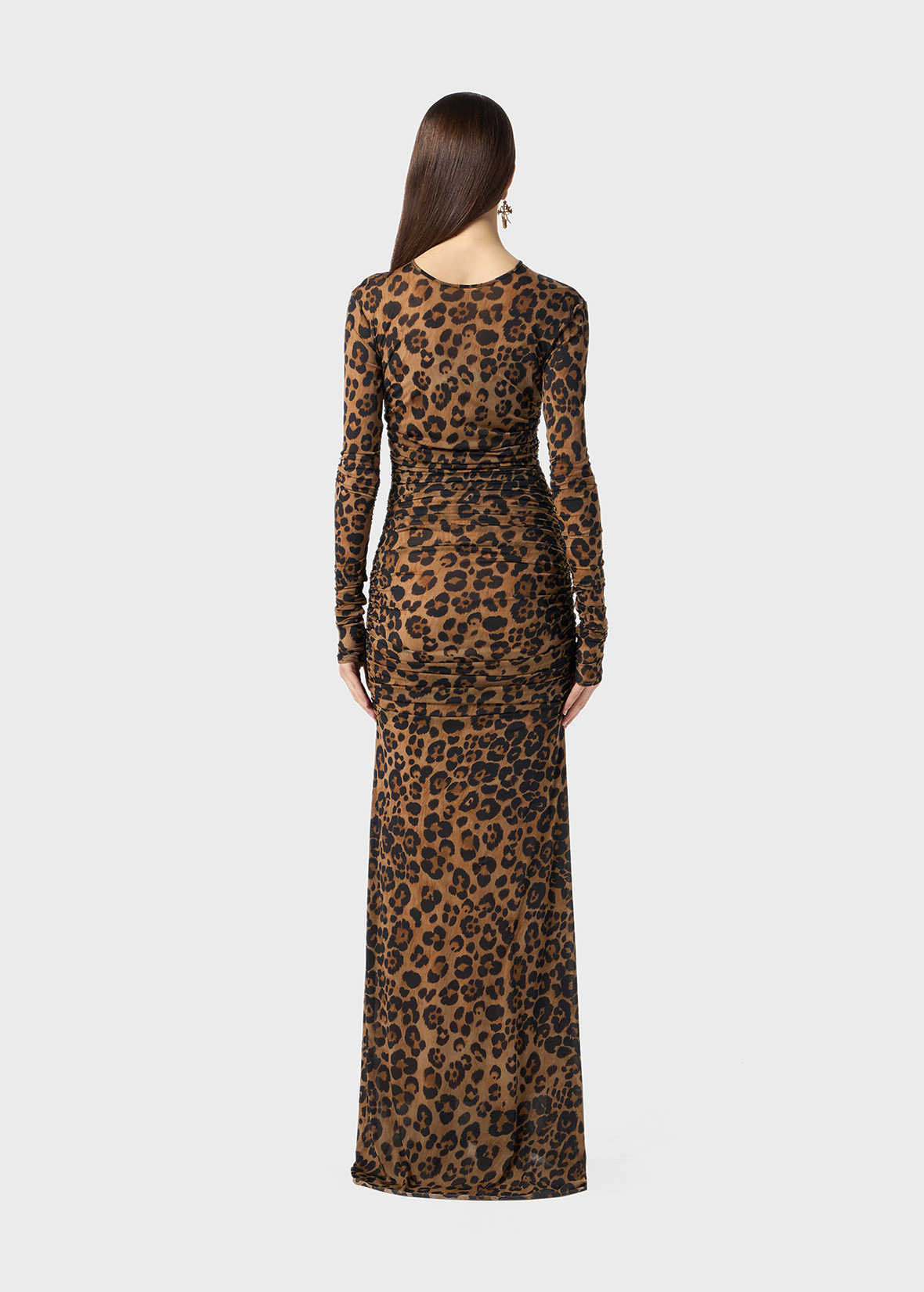 LONG SECOND SKIN JERSEY DRESS WITH LEOPARD PRINT - 4