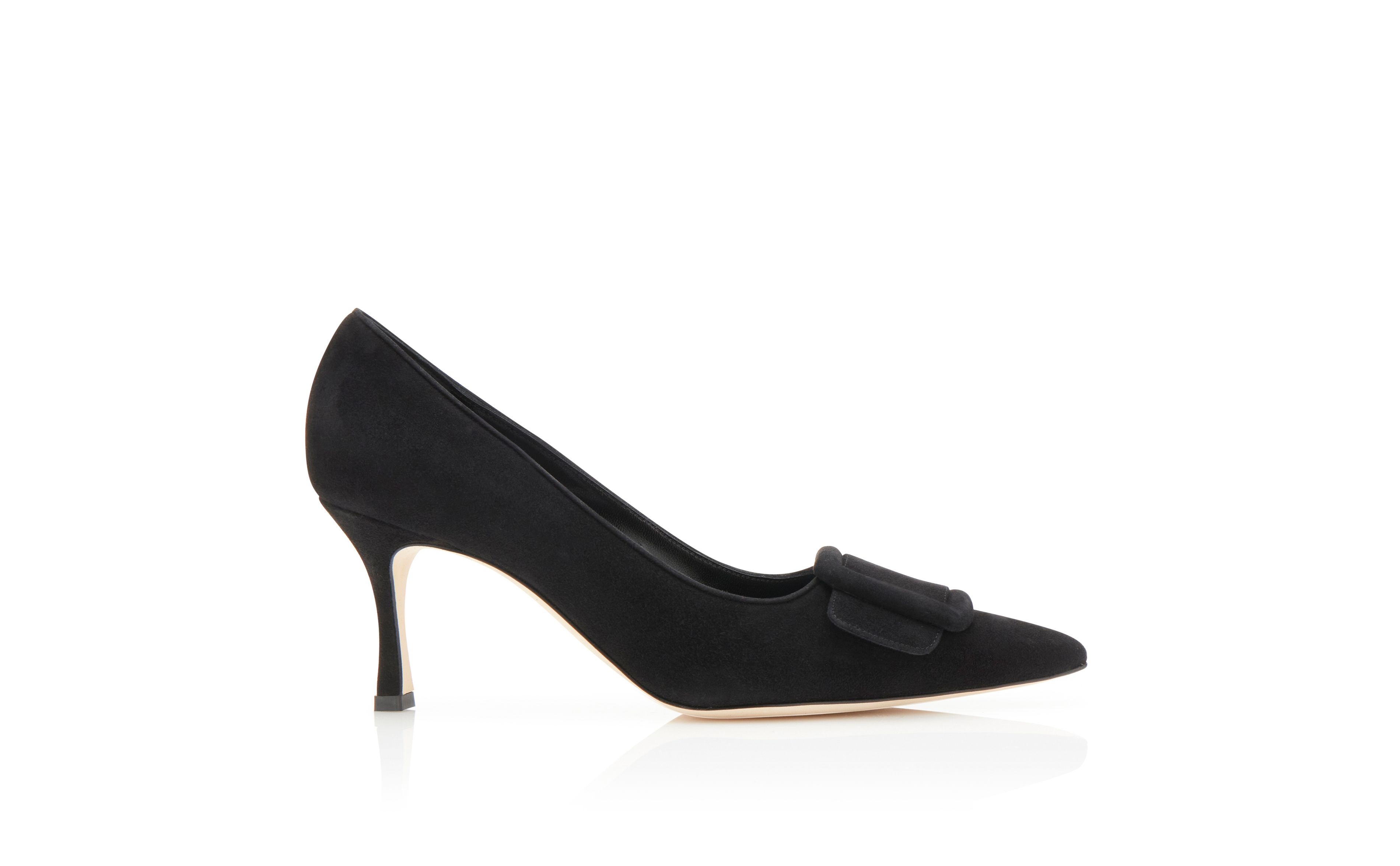 Black Suede Buckle Detail Pumps - 1