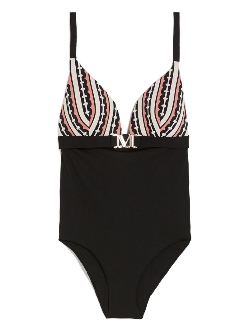 Crystal monogram-print swimsuit 1