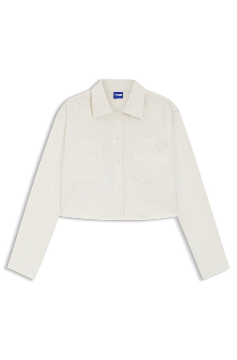 RELAXED-FIT BLOUSE IN COTTON WITH HAPPY HUGO LOGO 1