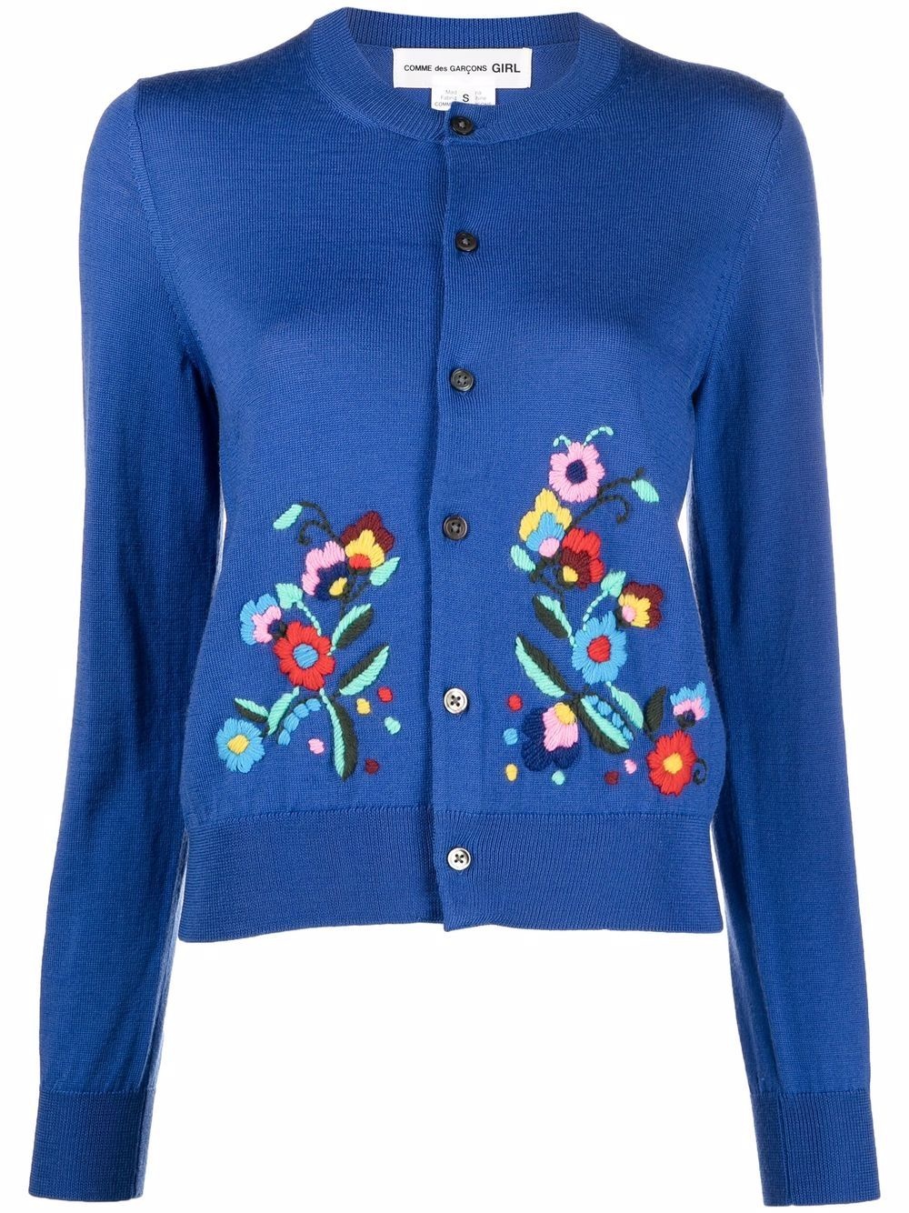 floral-embroidered button-up cardigan - 1