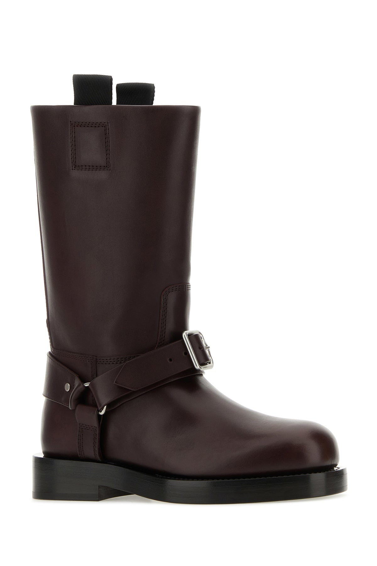 Aubergine leather Saddle ankle boots - 2