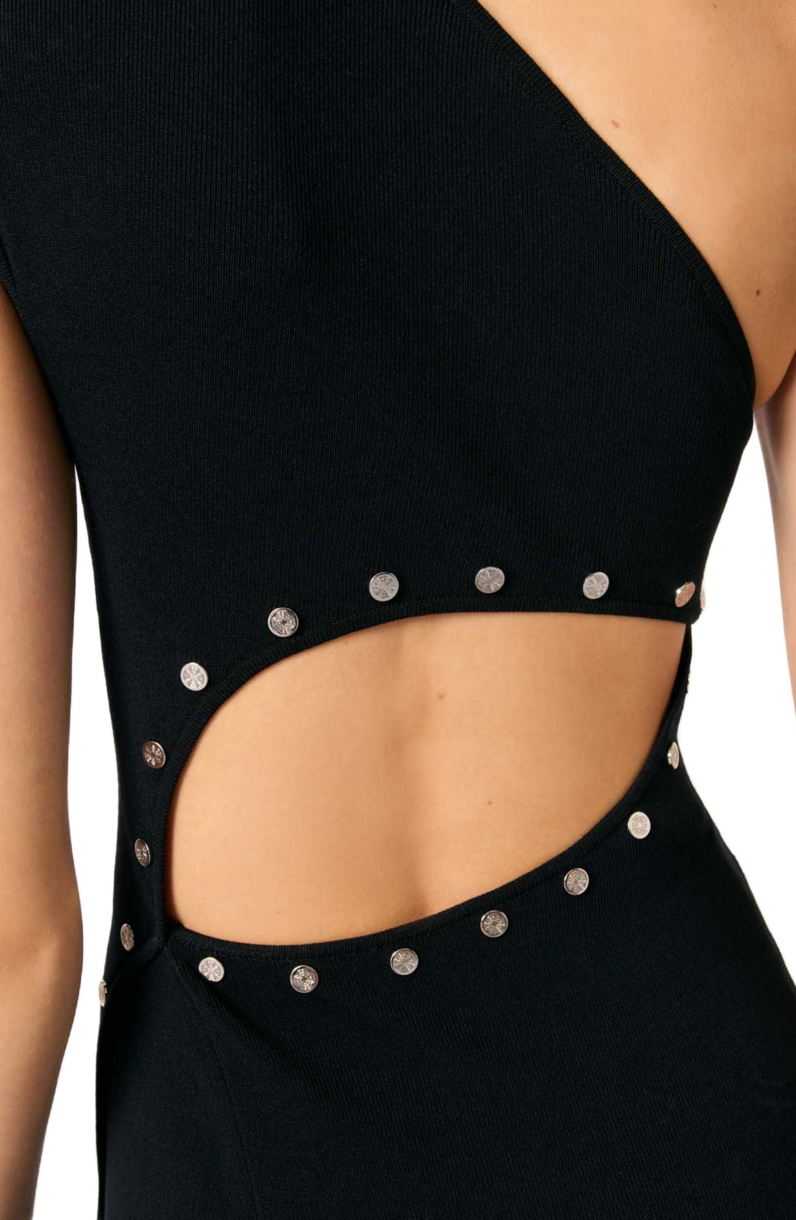 maje Asymmetric knit maxi dress in Black at Nordstrom - 4