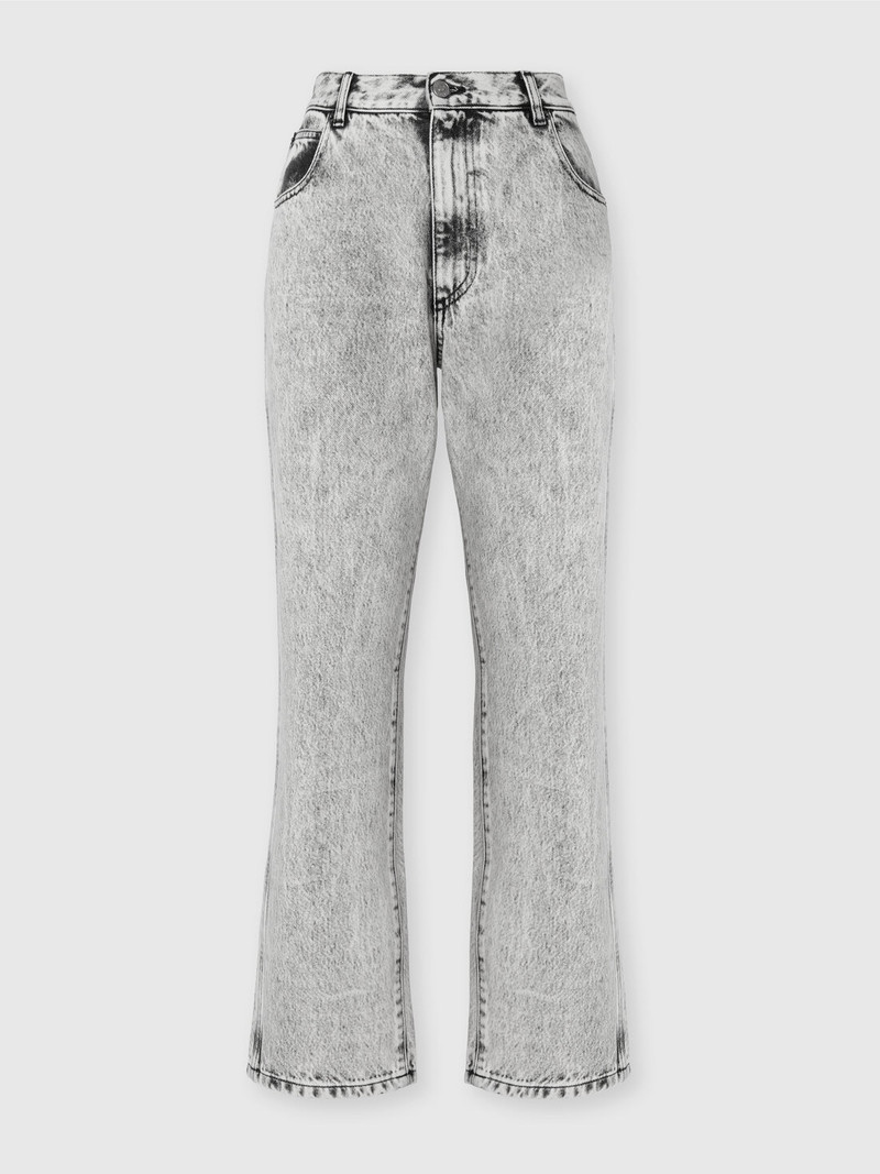 Five-Pocket Mid-Rise Bleached Denim Pants 1