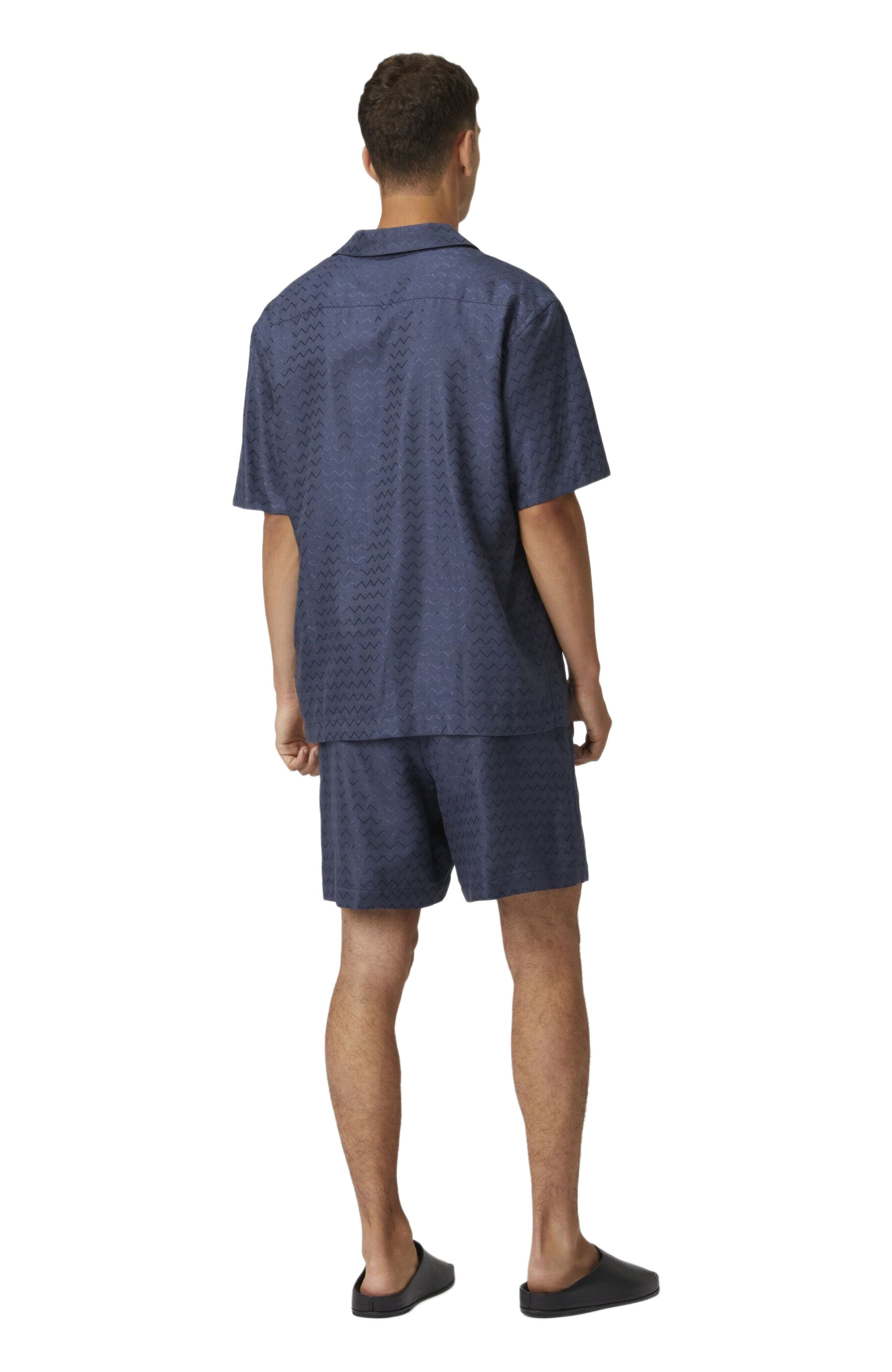 Missoni Cotton, Viscose And Linen Bowling Shirt With Shiny Zigzag Pattern in Blue at Nordstrom - 7