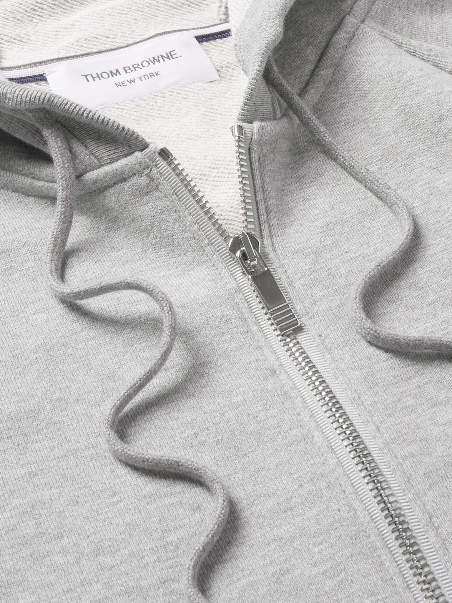 Striped Loopback Cotton-Jersey Zip-Up Hoodie Gray - 4