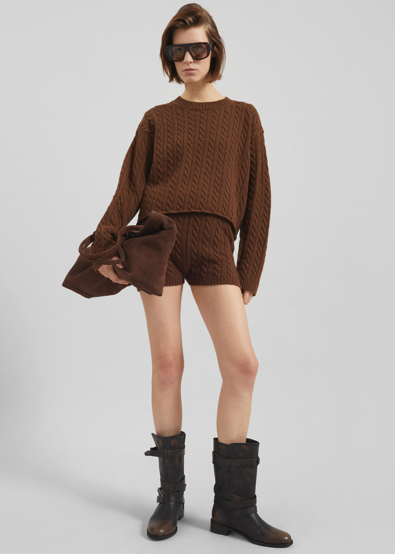Brisbane Cropped Boxy Sweater - Brown 4