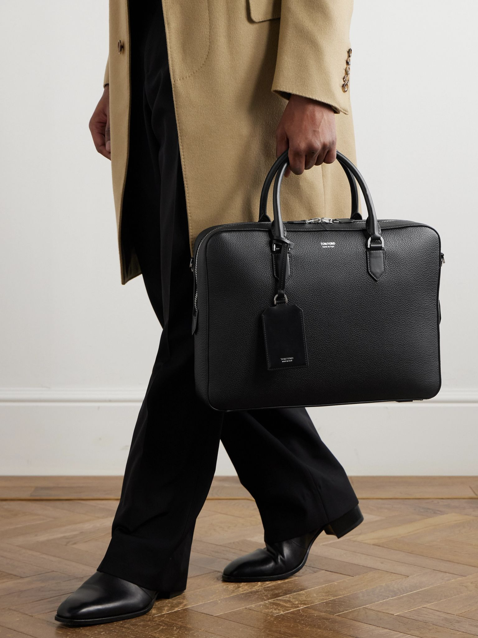Elliott Full-Grain Leather Briefcase Black - 6