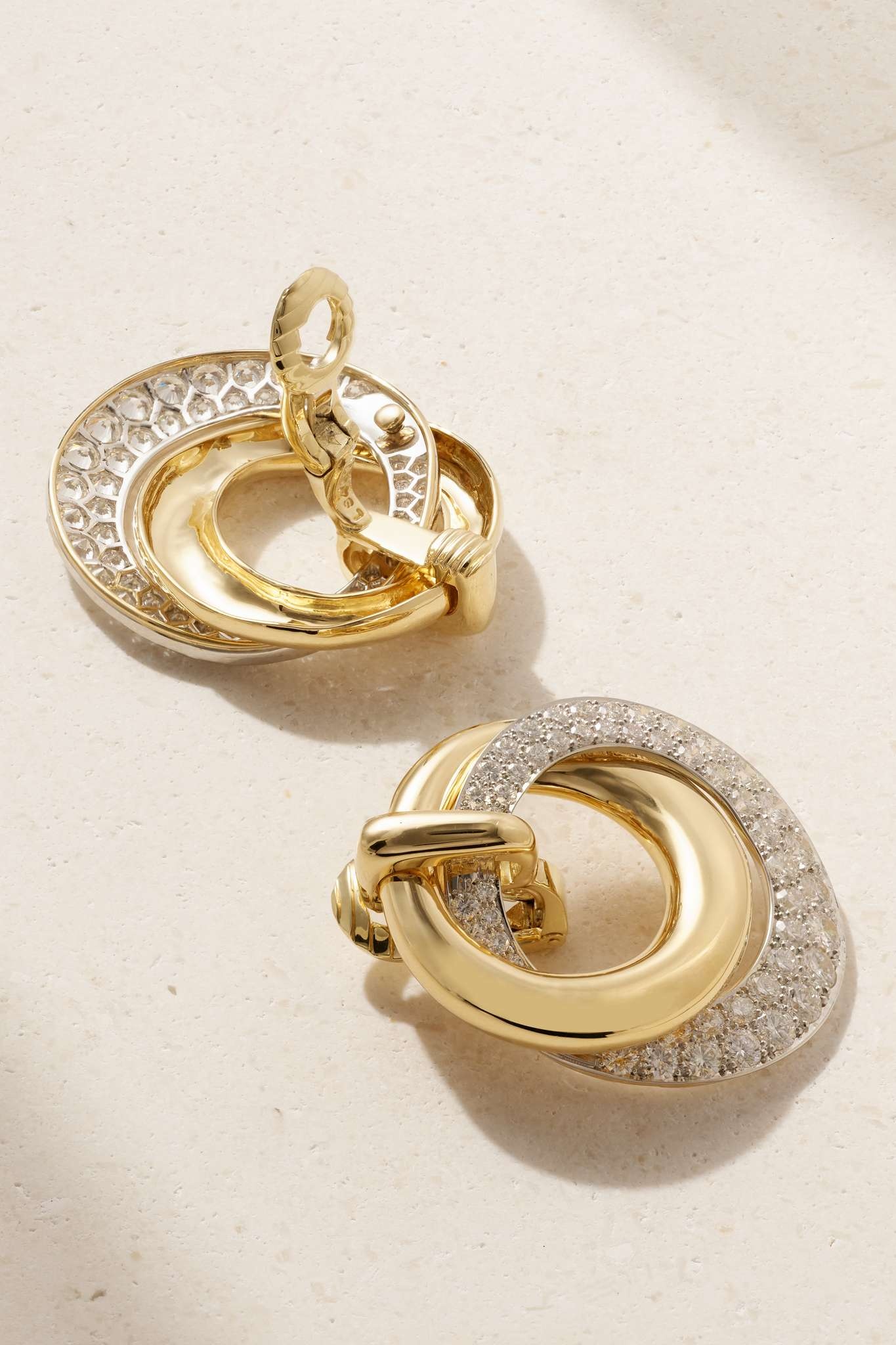 18-karat gold, platinum and diamond clip earrings - 3