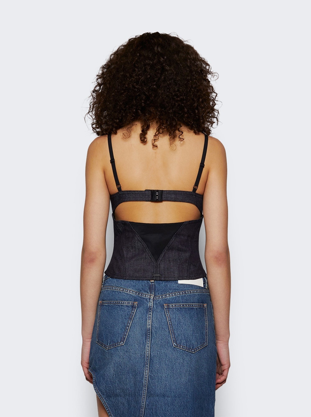 Corset Denim Top Raw Blue And Black - 4