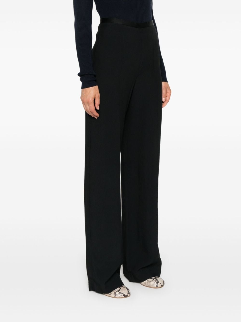high-waisted crepe palazzo pants - 3