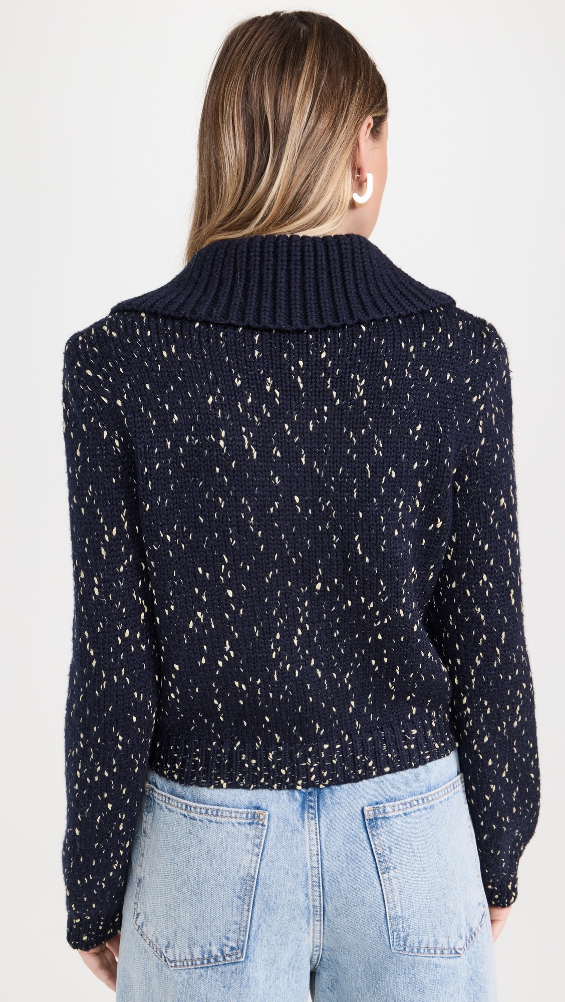 Navy Metallic Merino Cardigan - 2