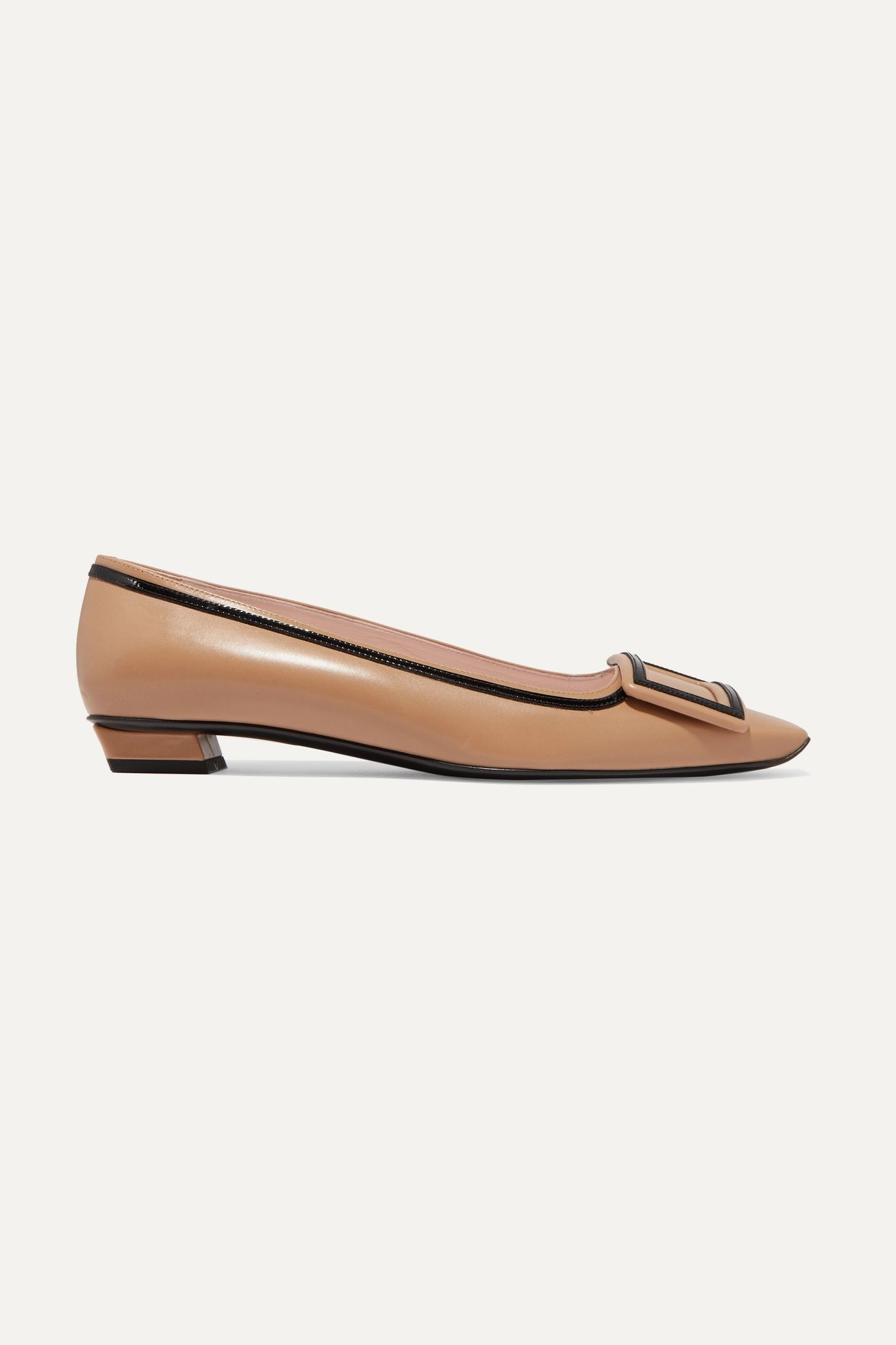 Belle Vivier Graphic patent-trimmed leather flats - 1