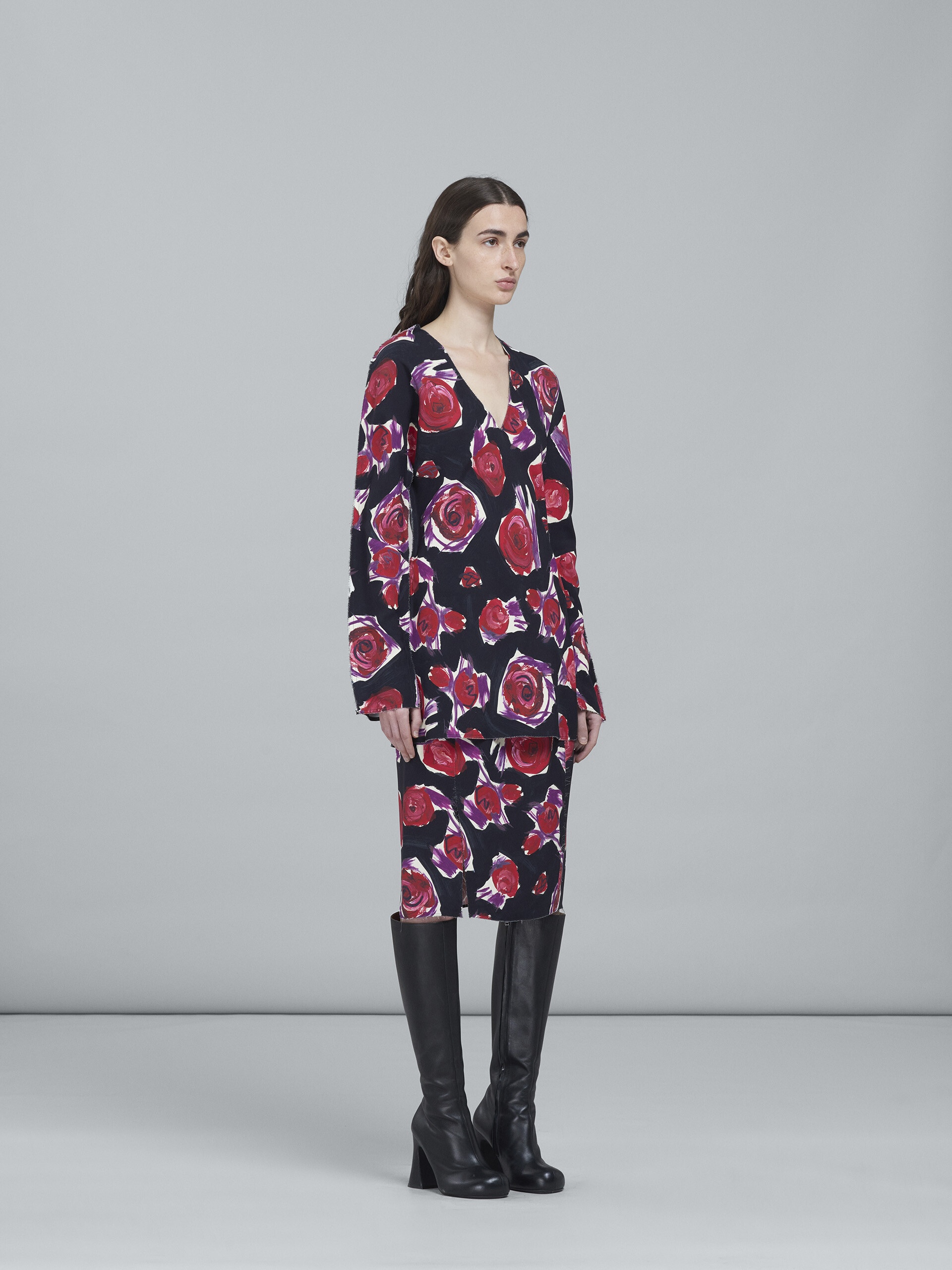 SPINNING ROSES PRINT CADY LONG SHIRT - 5
