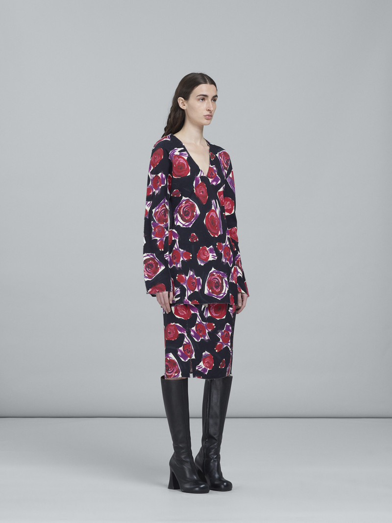 SPINNING ROSES PRINT CADY LONG SHIRT 5