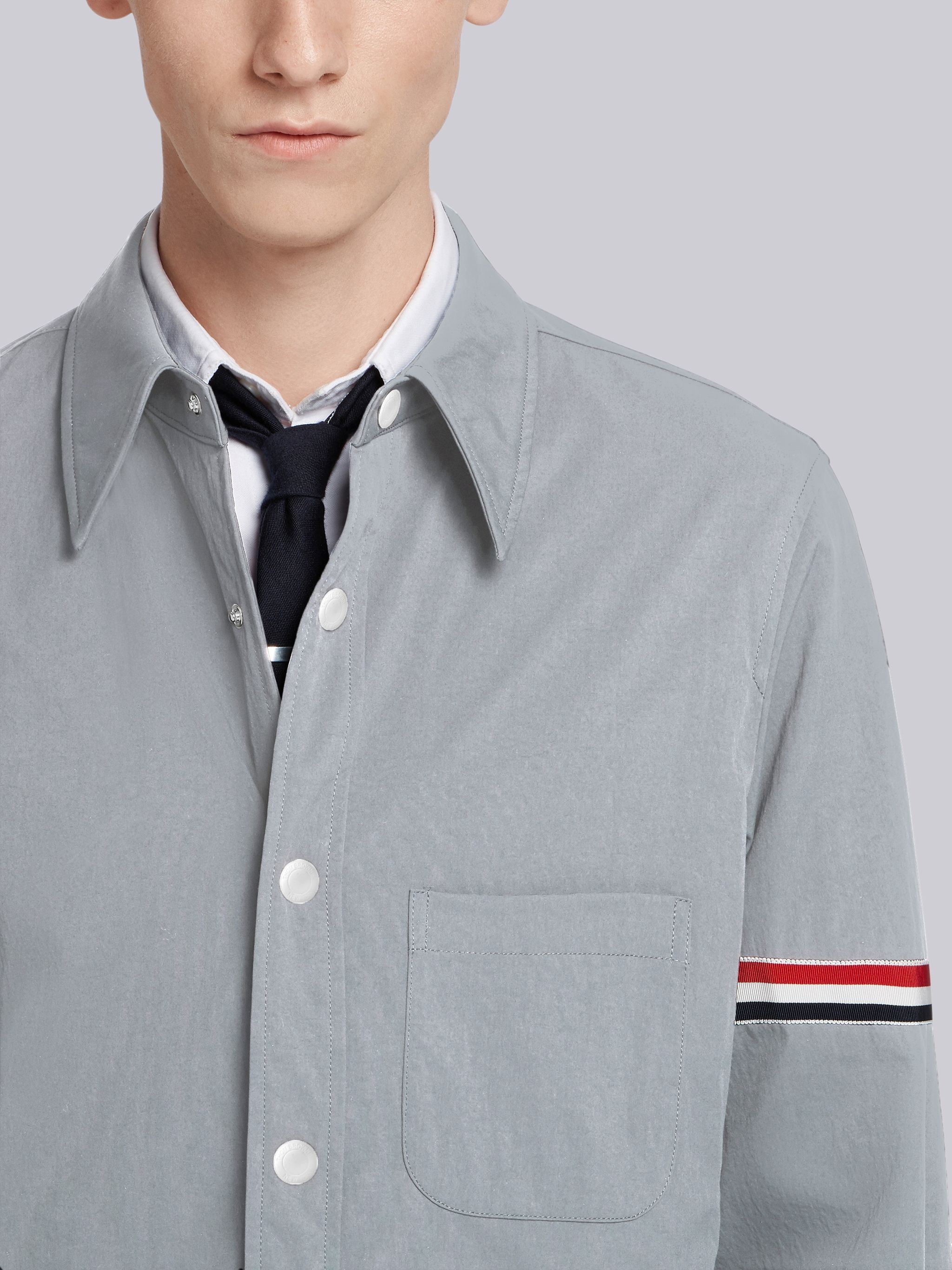 Thom Browne LOGO-PATCH LONG-SLEEVE SHIRT | REVERSIBLE