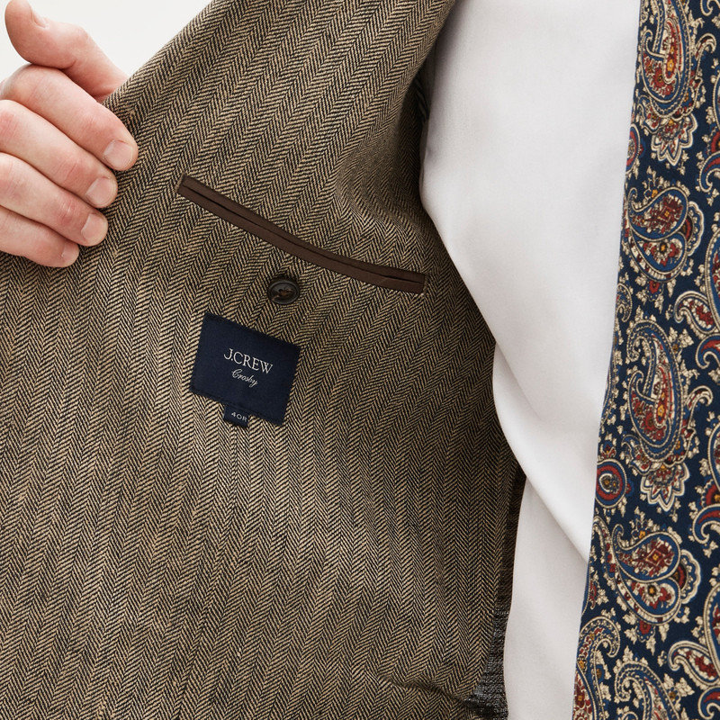 Crosby Classic-fit suit jacket in linen herringbone twill 7