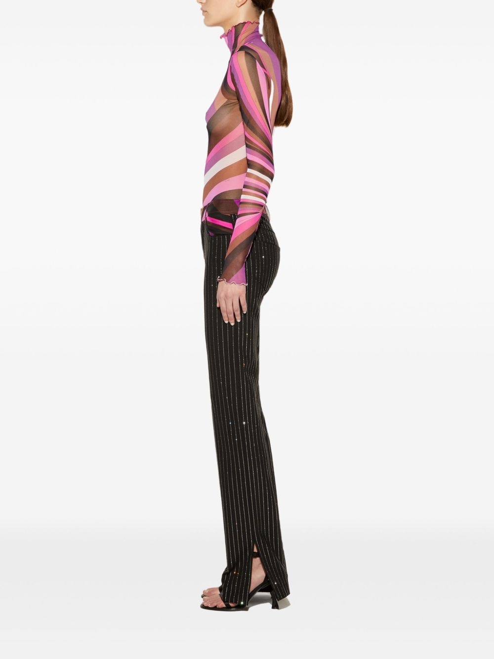 rhinestone-embellished pinstripe trousers - 3