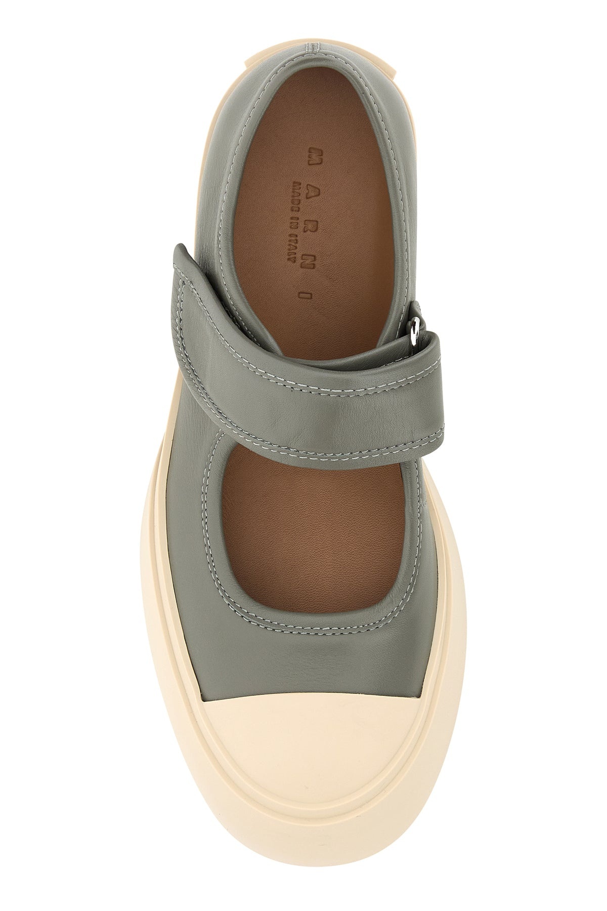 Grey leather Mary Jane sneakers - 4