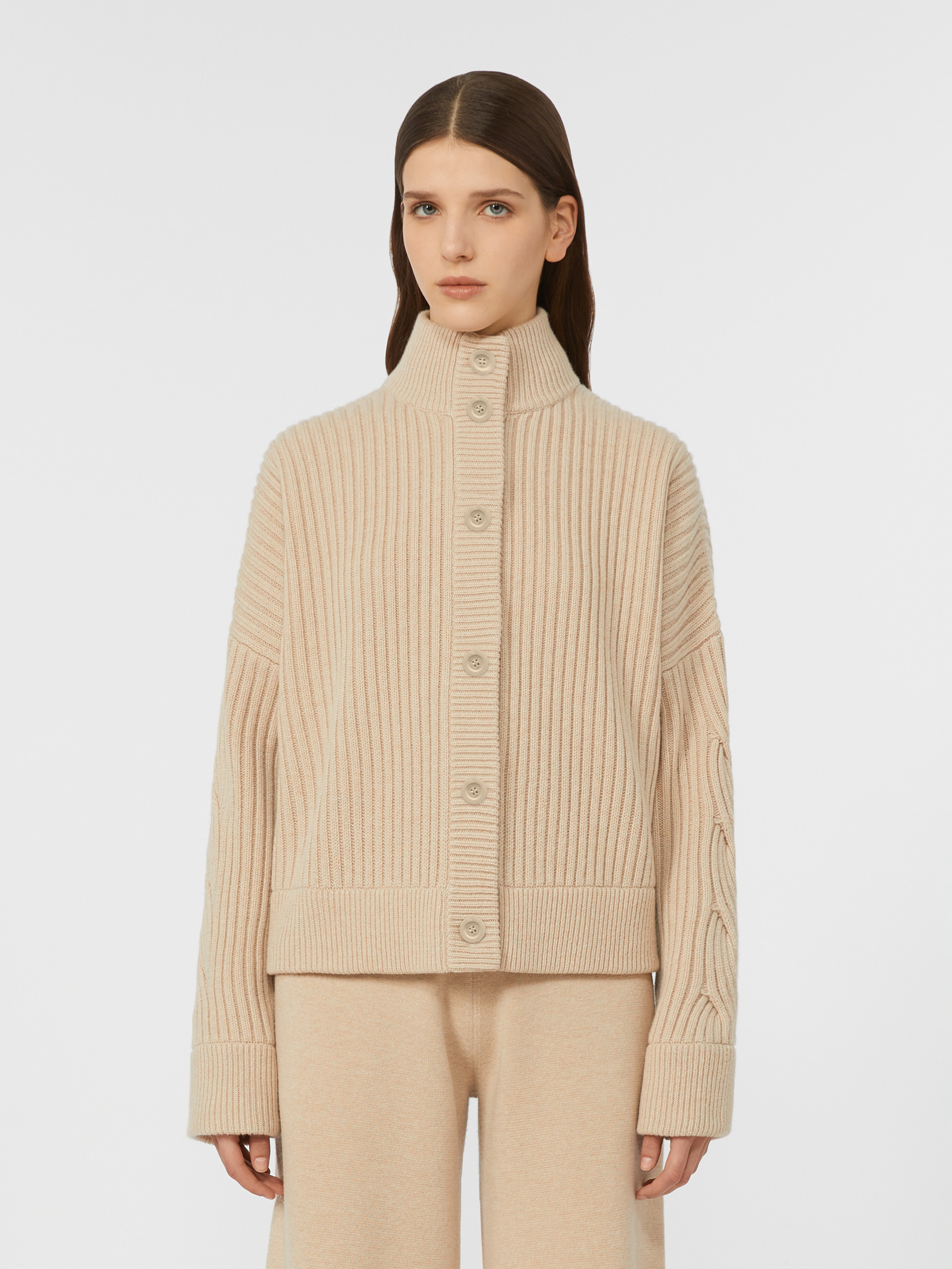 AFELIO Wool and cashmere ribbed cardigan - 3