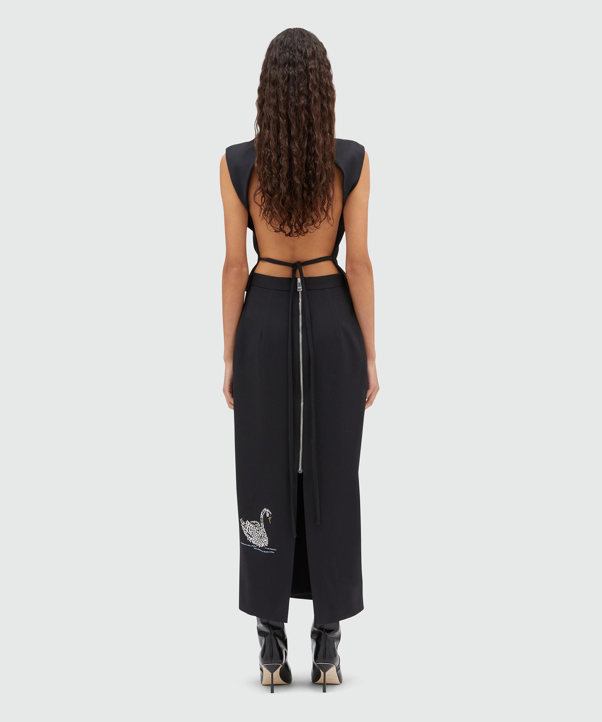 Blended wool midi dress with applications - 3