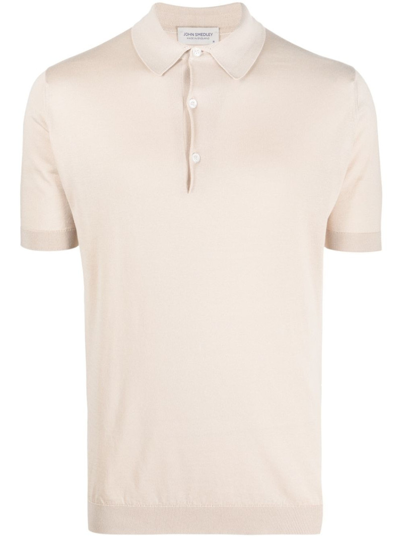 ribbed-knit cotton polo shirt 1