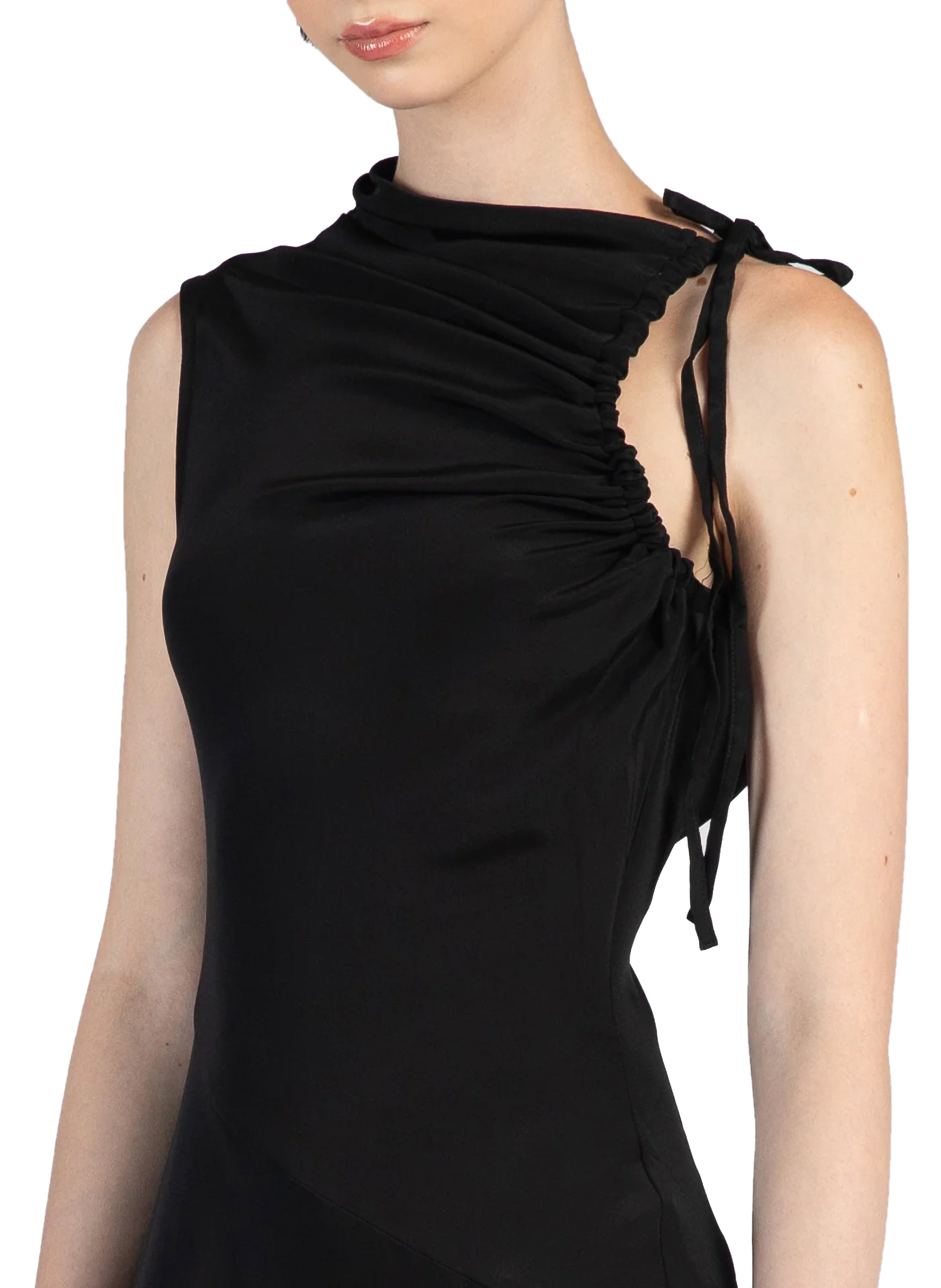 Silk Satin Dress/Black - 2