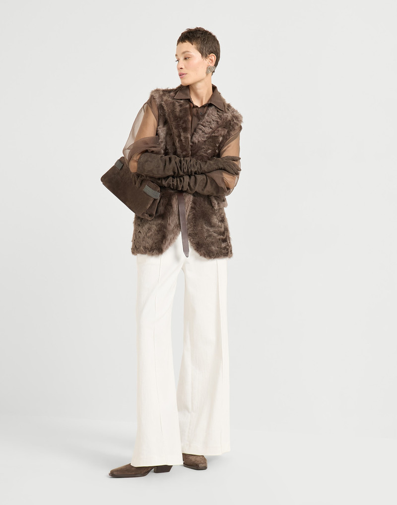 Crispy silk shirt with monili 5