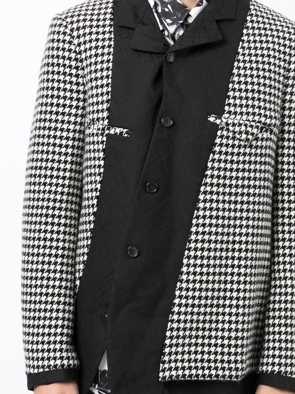 asymmetric houndstooth-panel jacket - 5