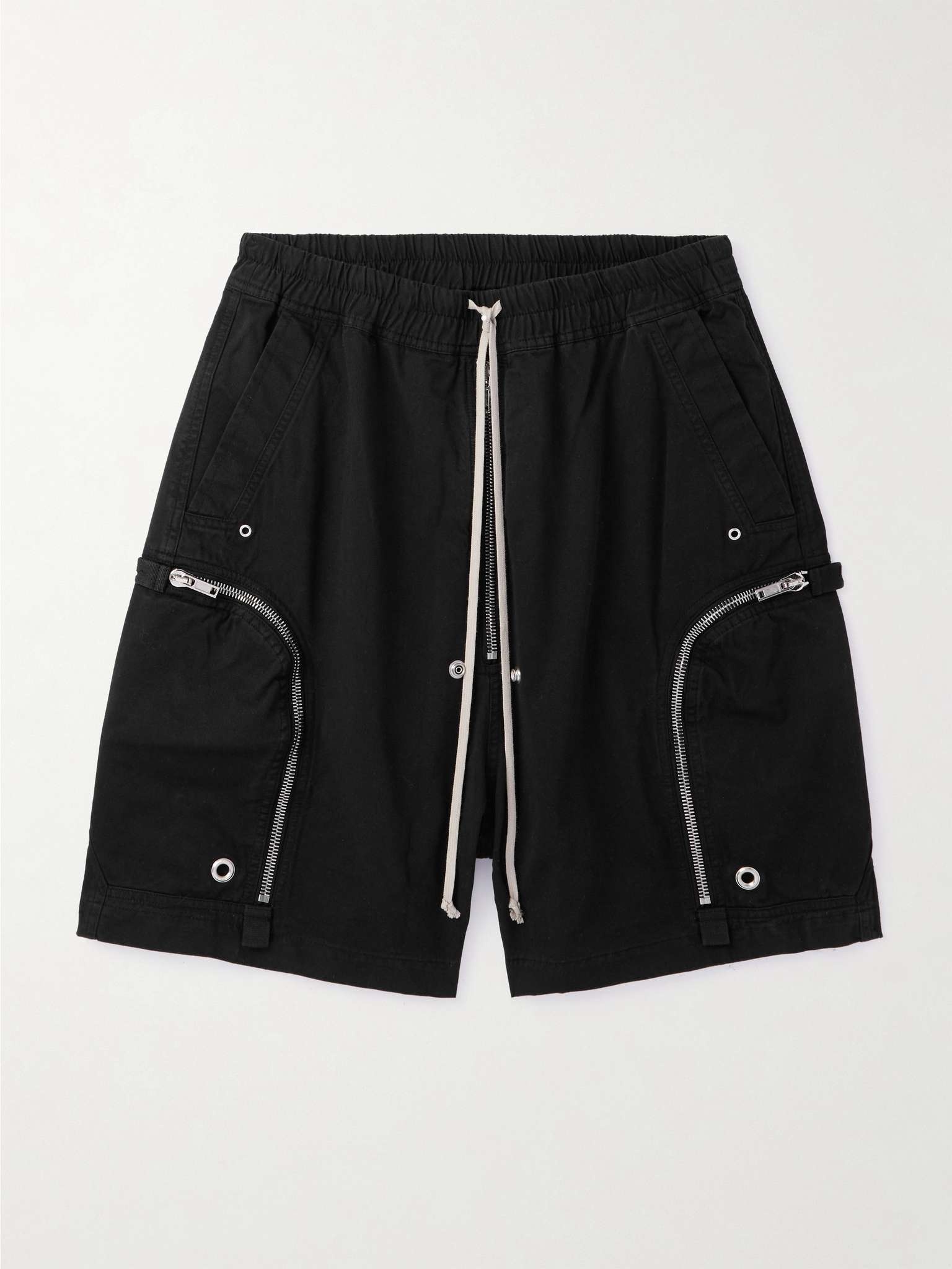 Bauhaus Wide-Leg Zip-Embellished Cotton-Twill Drawstring Shorts - 1