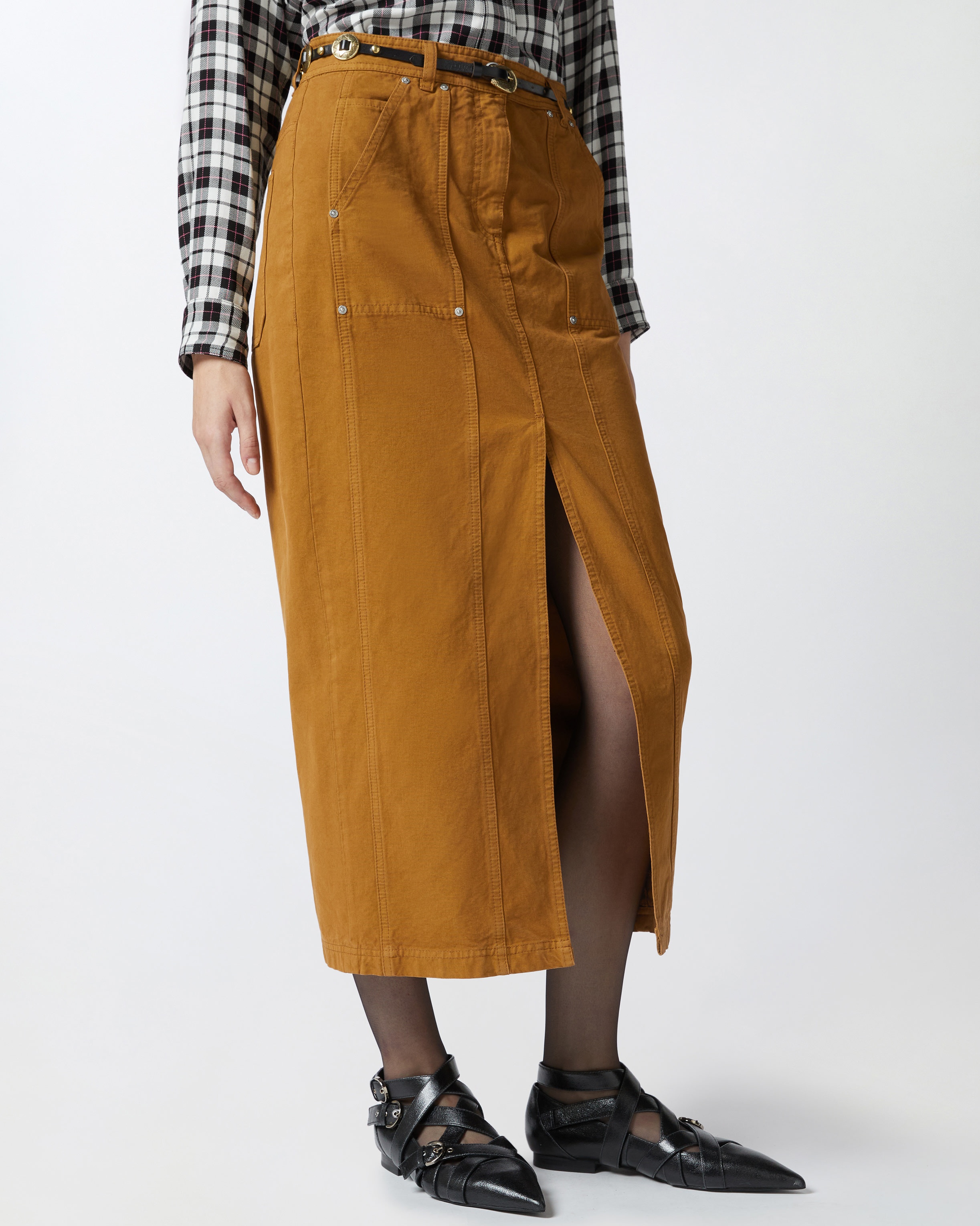 LONG COTTON WORKWEAR SKIRT - 3