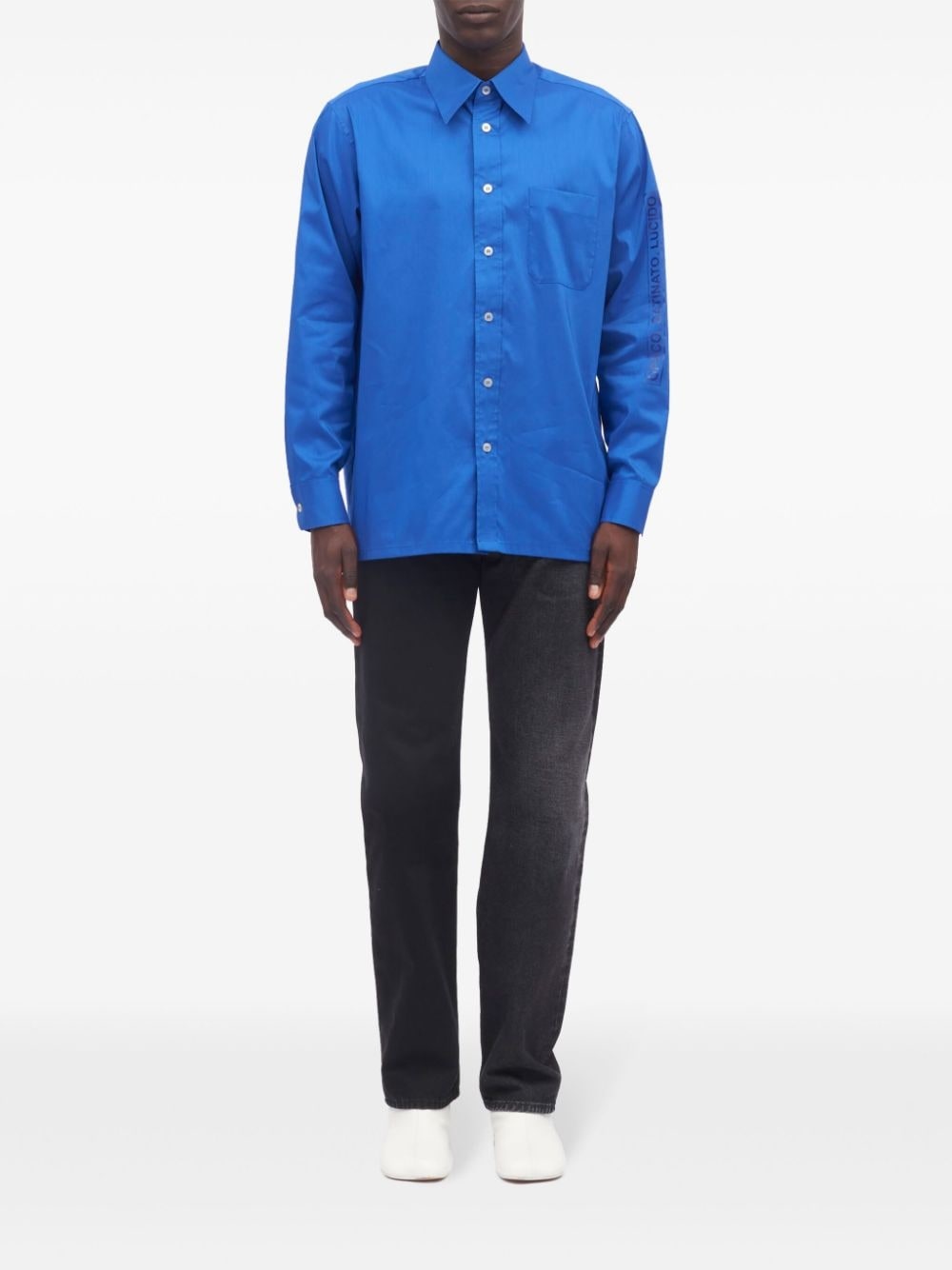 pointed-collar button-up shirt - 2