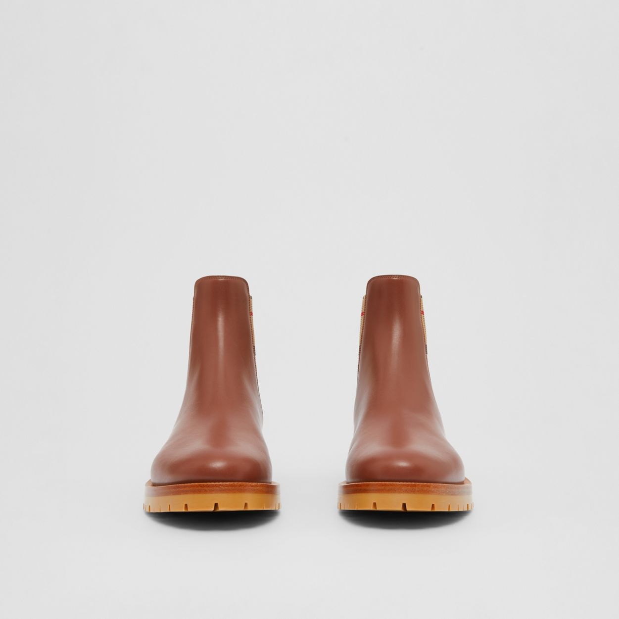 Vintage Check Detail Leather Chelsea Boots - 4