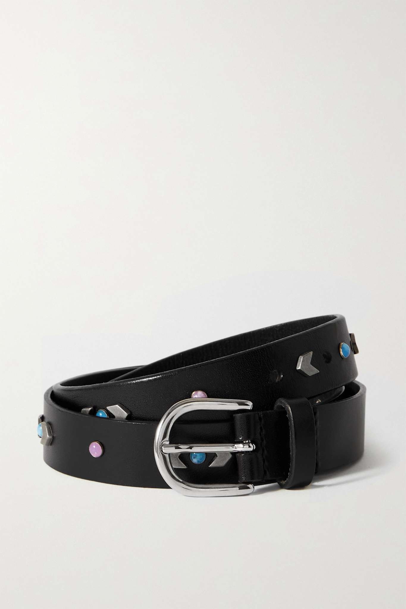 Zap embellished leather belt - 1