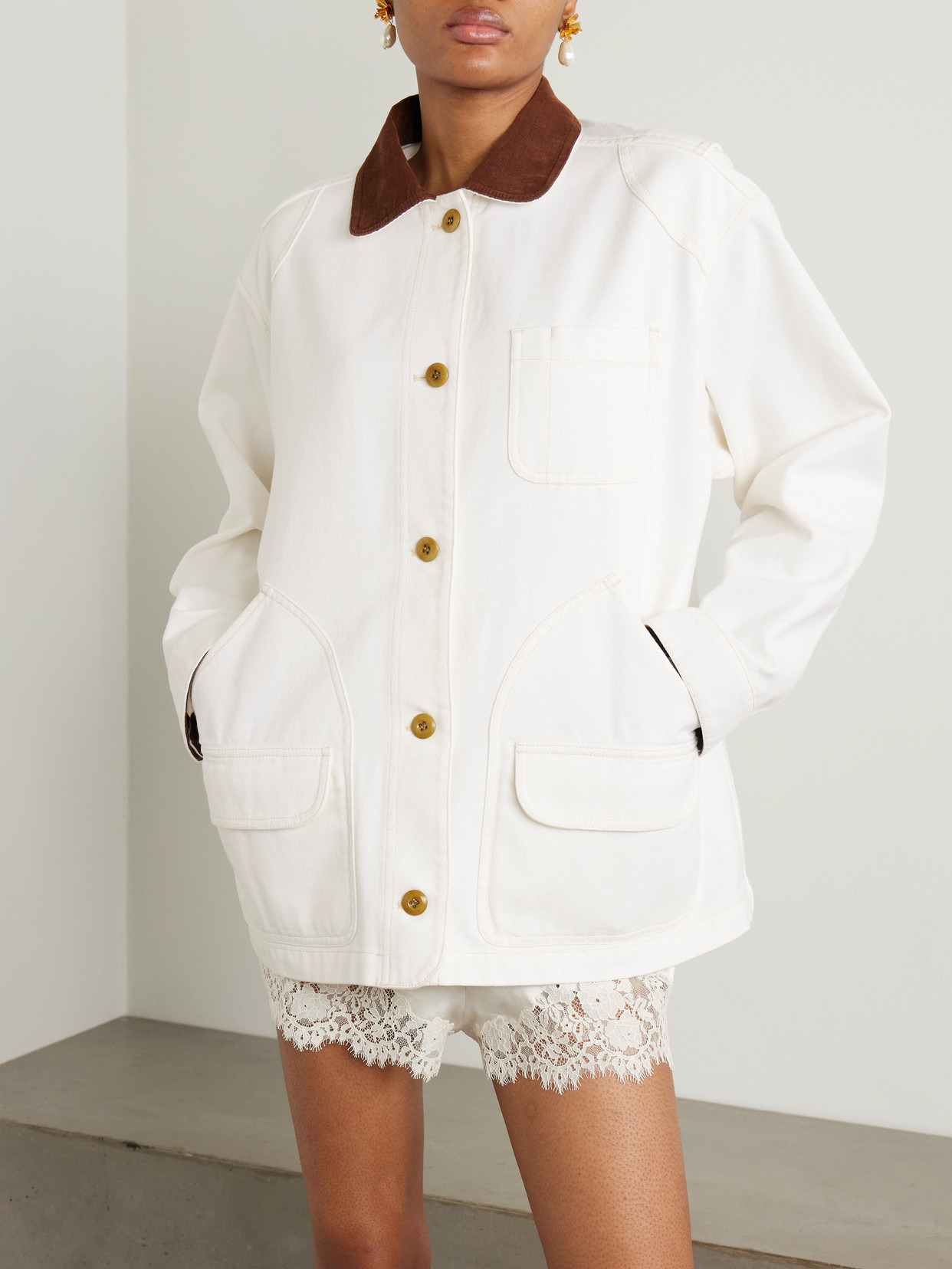 Pascual Corduroy-trimmed Cotton Jacket - 4