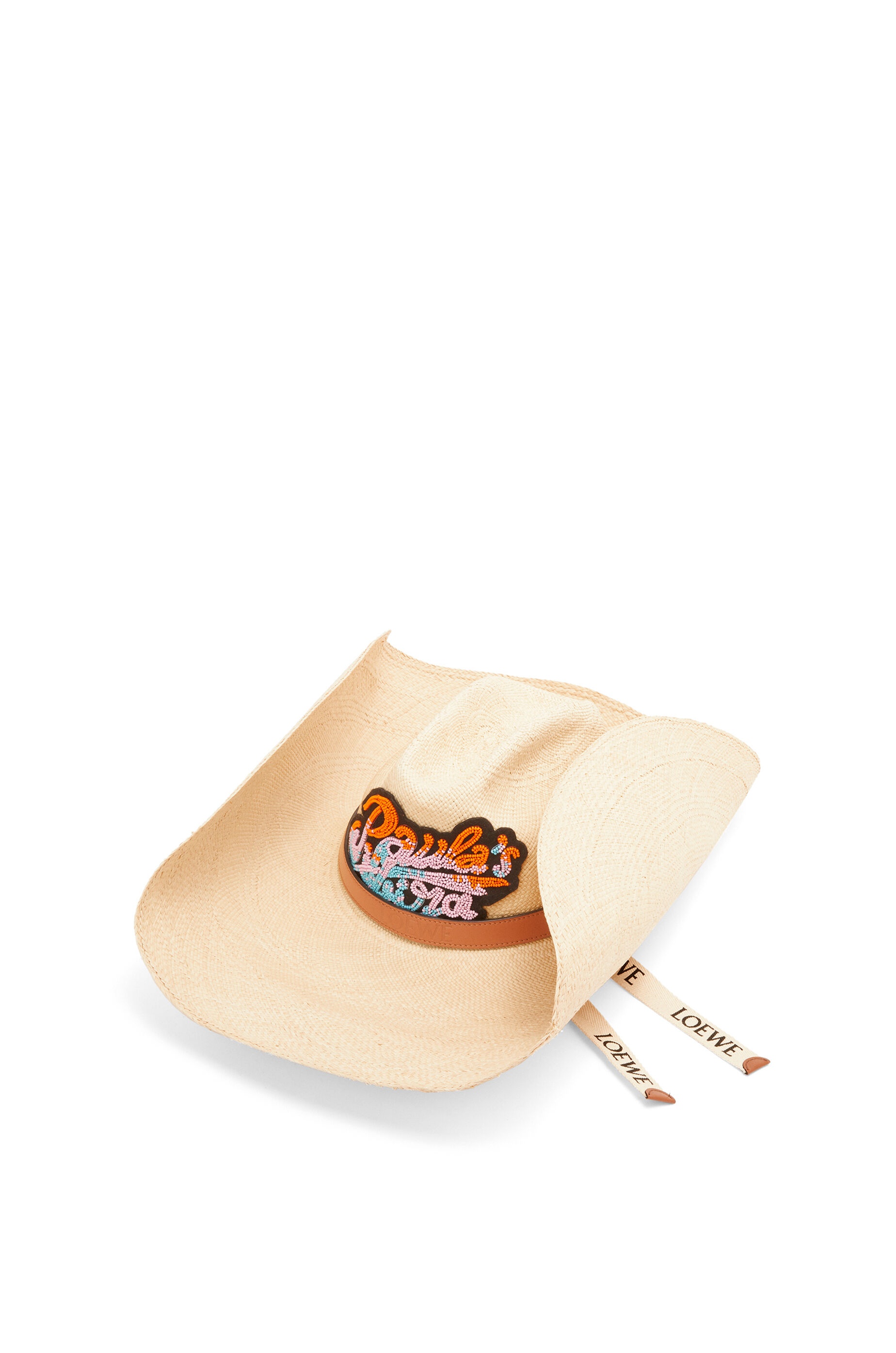 Cowboy hat in toquilla palm and calfskin - 4