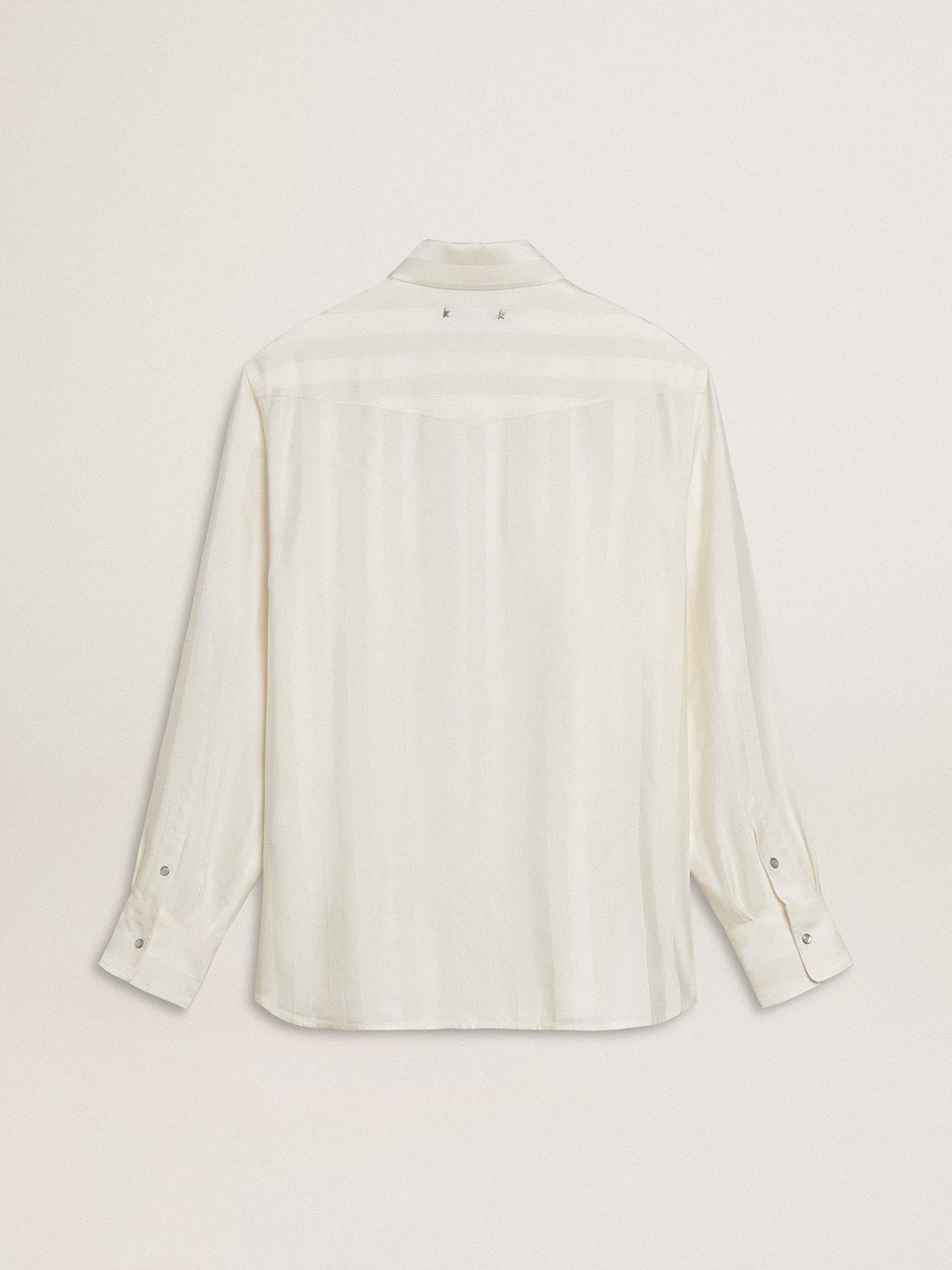 Men’s oversized worn-white shirt with vertical stripes - 7