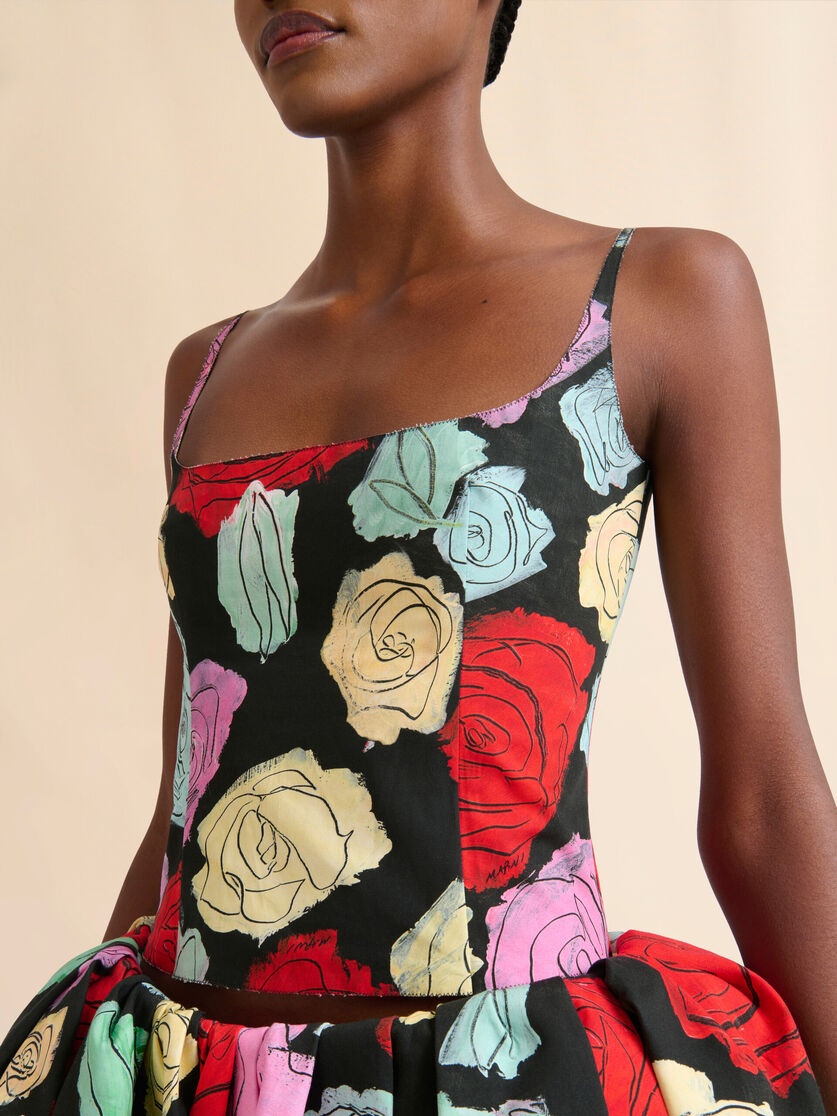 BLACK POPLIN SCULPTED TOP WITH ORION PRINT - 4