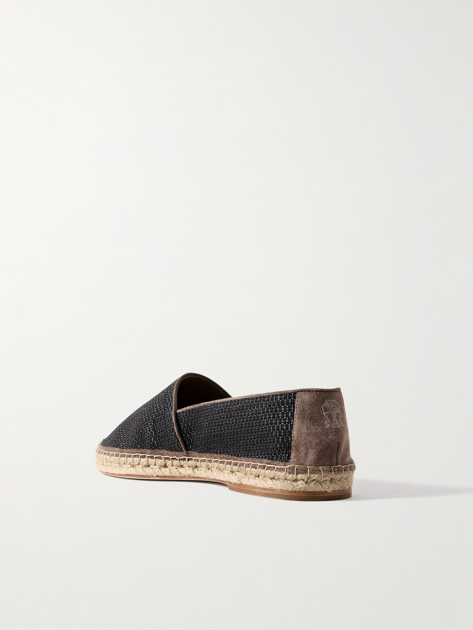 Suede-Trimmed Raffia Espadrilles Black - 4
