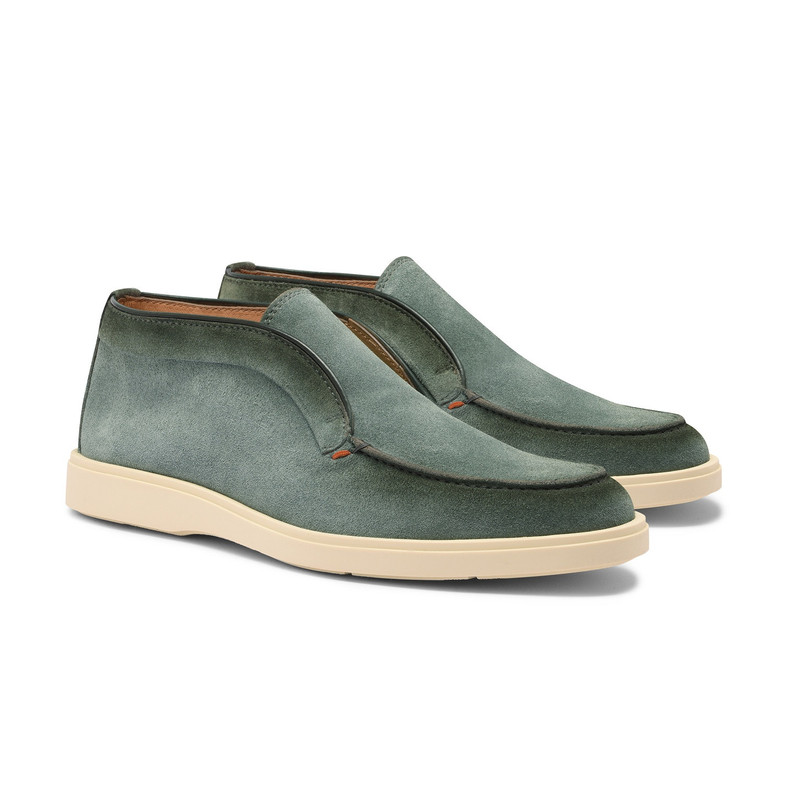 Santoni Men's petrol green suede desert boot outlook