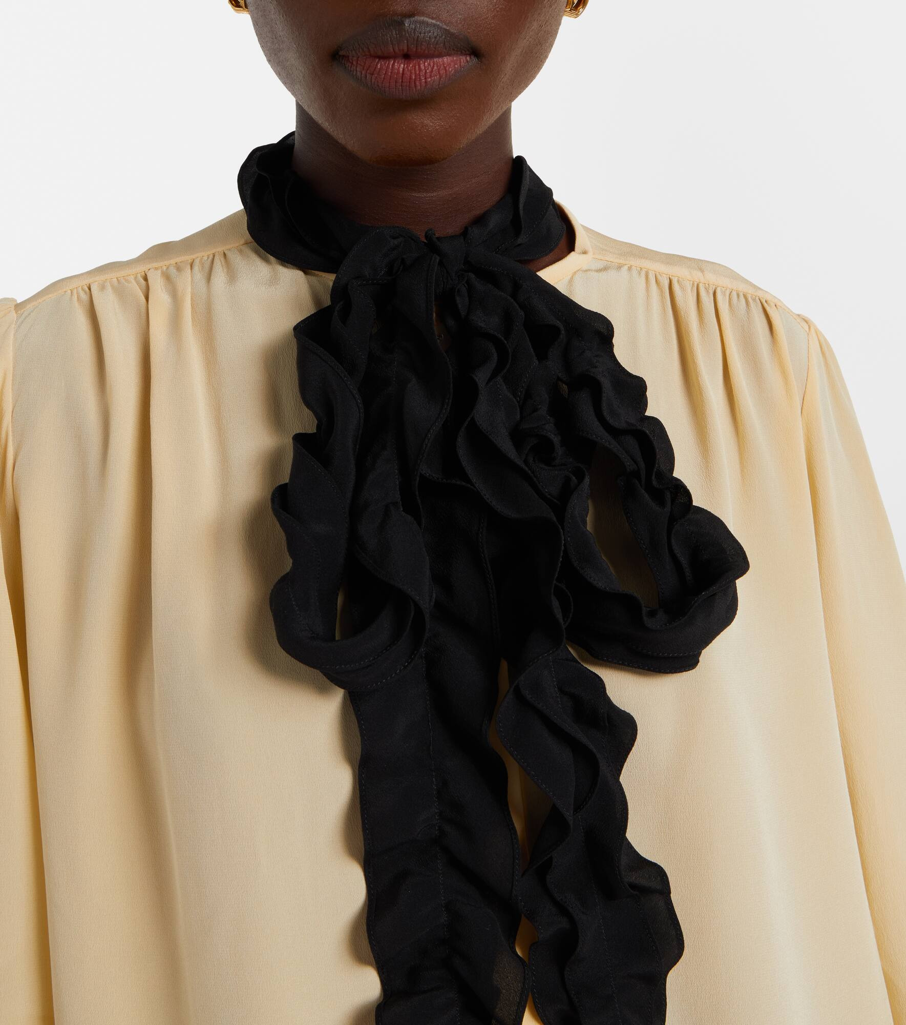 Ruffled silk crêpe de chine blouse - 4