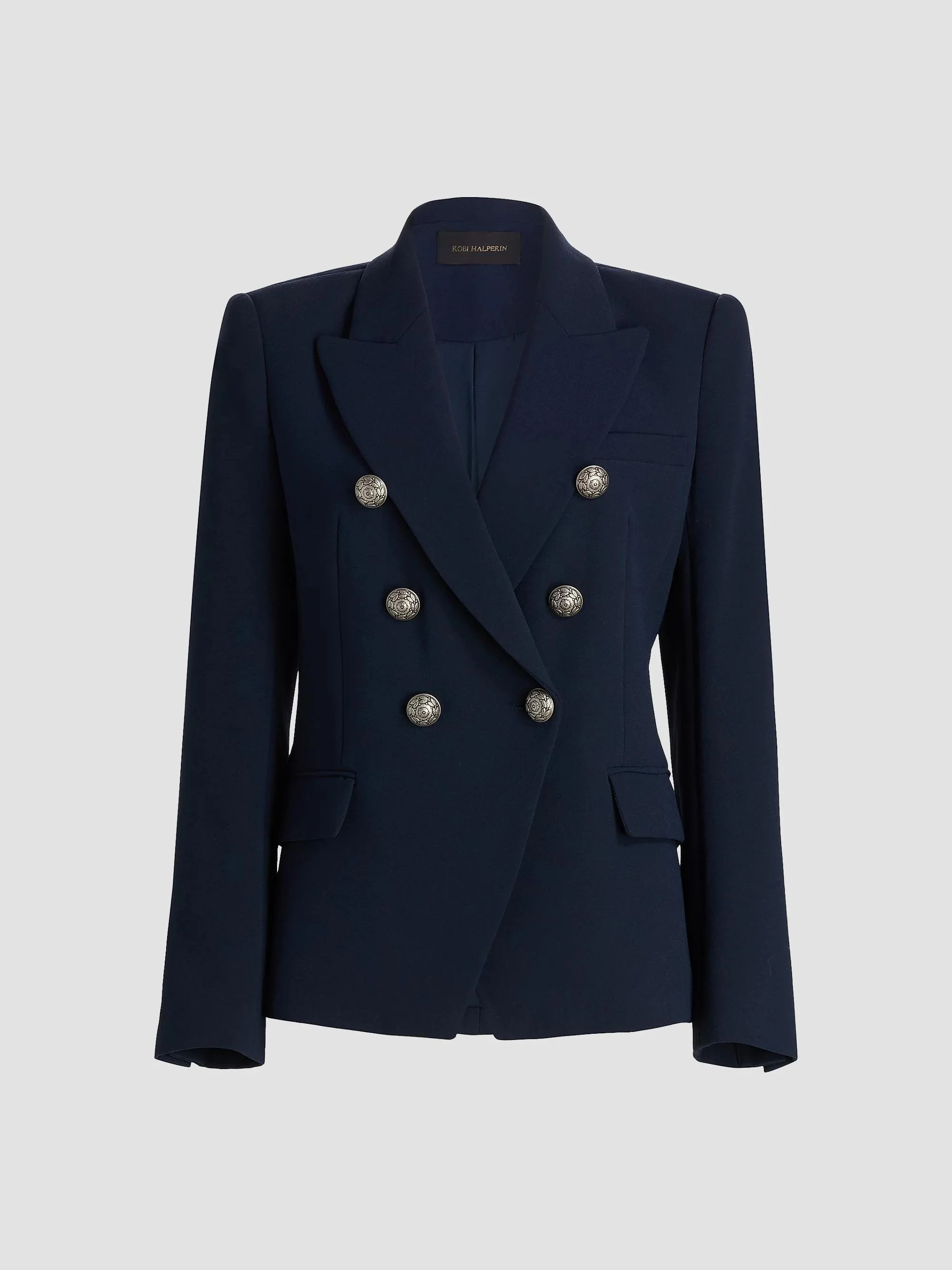 Women's West Crepe Double-Breasted Blazer - Navy - 1
