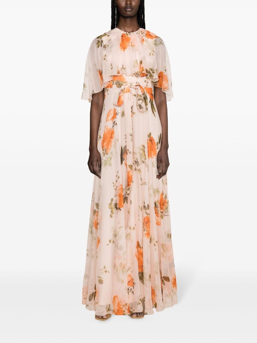 floral-print silk maxi dress - 2