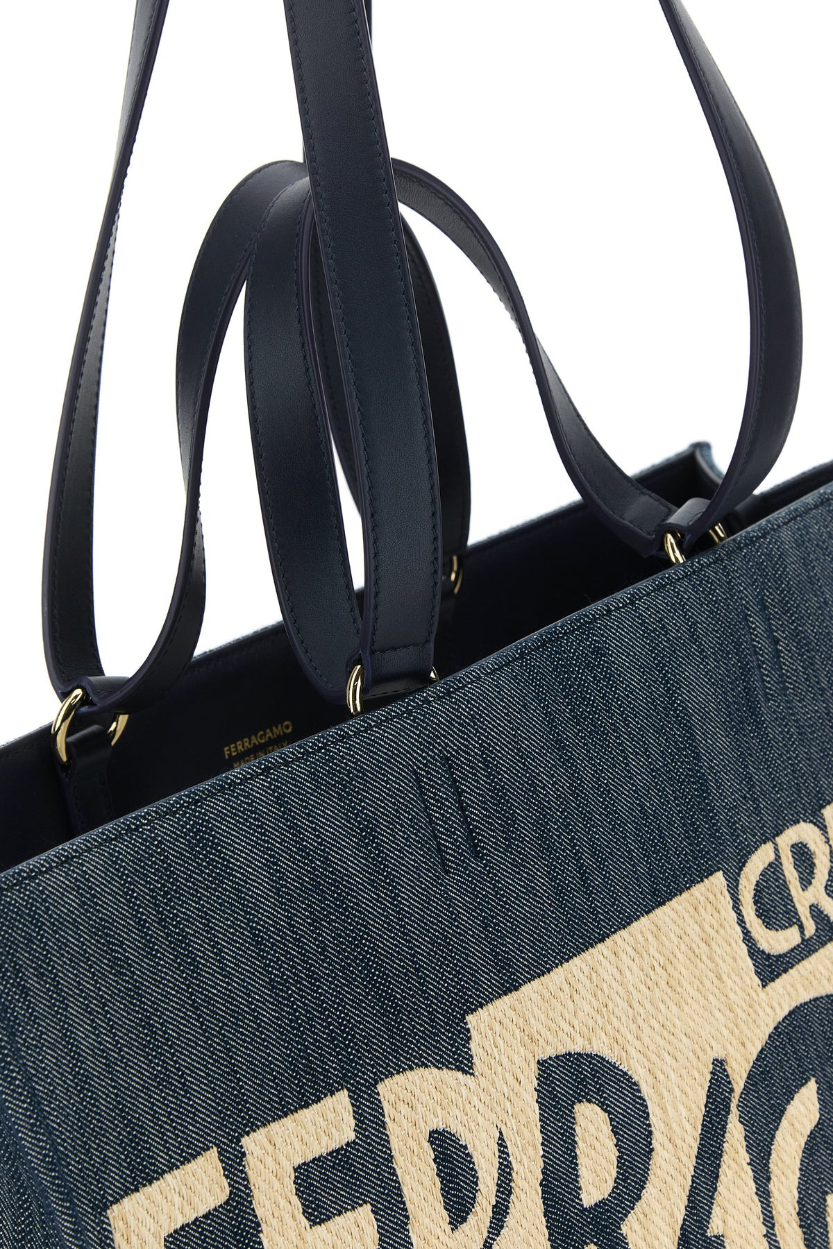 Blue denim large TT Sign shopping bag - 4