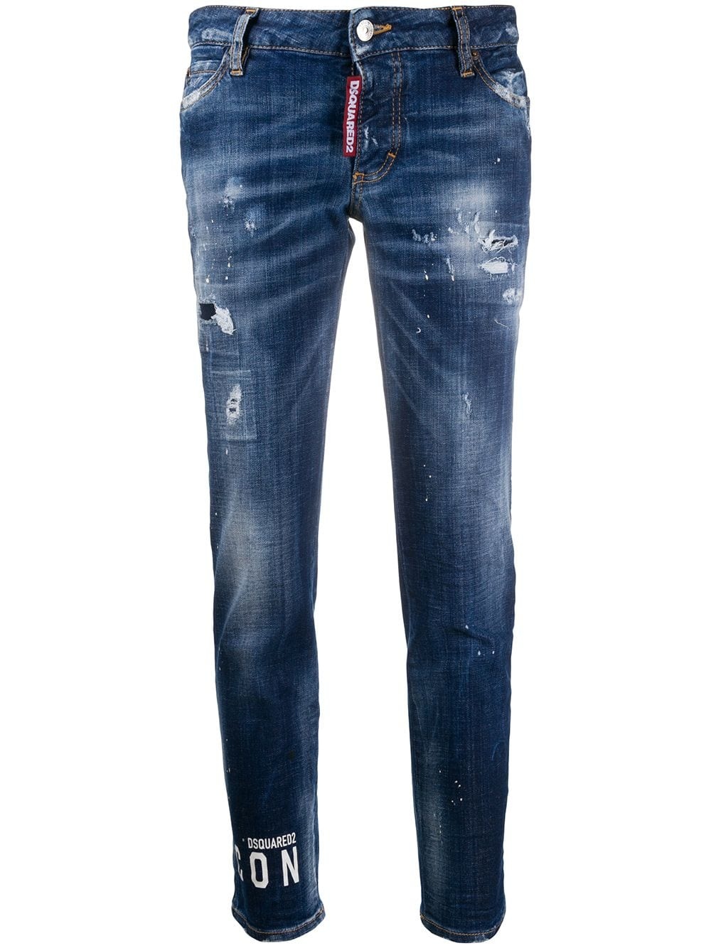 logo print slim-fit jeans - 1